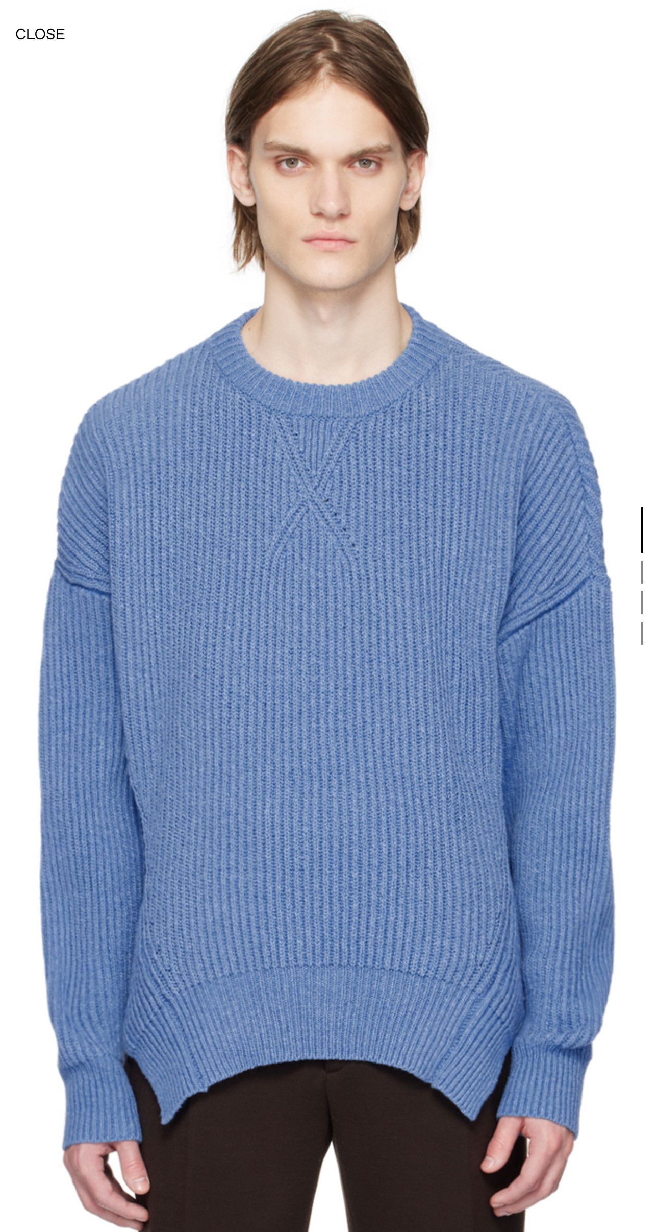 Jil Sander Blue Ribbed Knit Heavyweight Sweater sz 50 Size US L / EU 52-54 / 3 - 1 Thumbnail