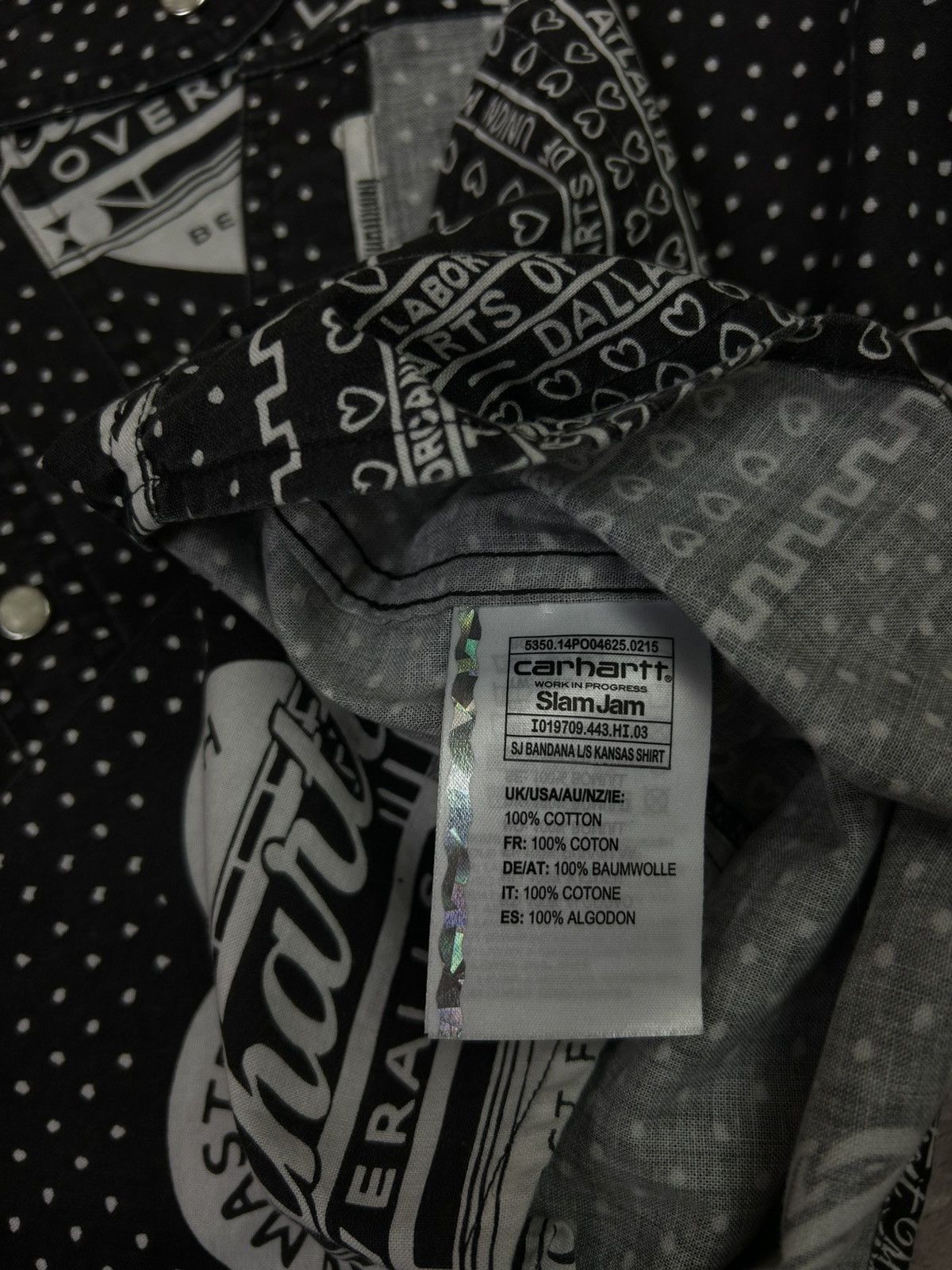 Carhartt Wip SJ bandana Kansas Shirt 25 Year Slam Jam Collaboration Size US S / EU 44-46 / 1 - 7 Thumbnail