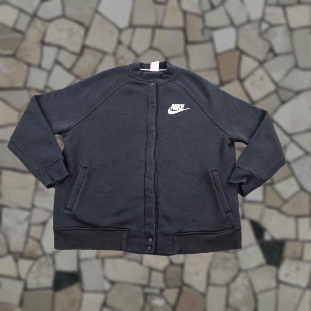 Nike Nike Jacket Womens XL Black NSW Rally Bomber Full Zip Snap-Front Pockets Fleece Mid-Length Casual Sportswear Women Size XL / US 12-14 / IT 48-50 - 1 Thumbnail