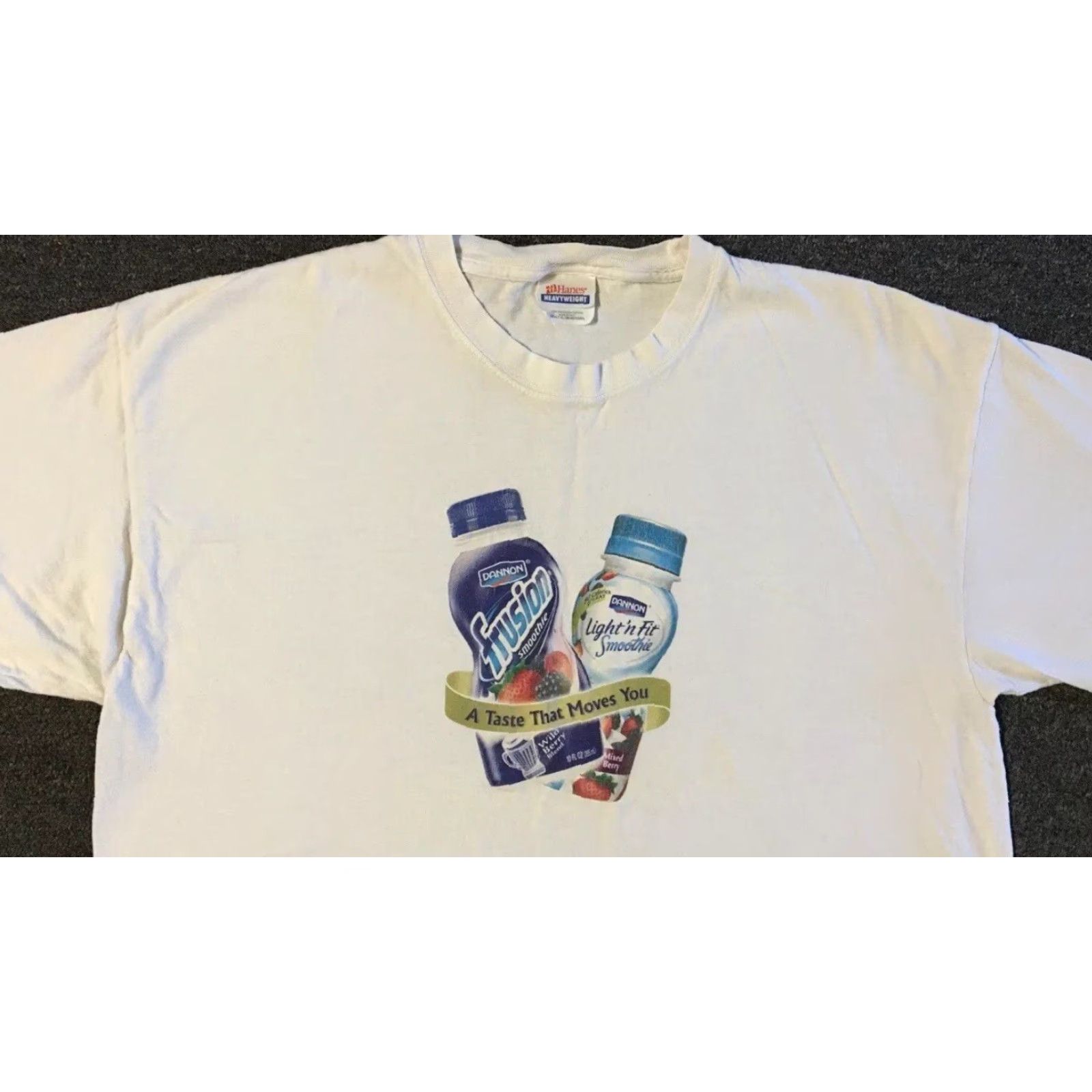 Vintage VINTAGE Dannon Frusion Smoothie Faded Promo Shirt XL White 90s Grunge Drink Promo Shirt Mens XL Size US XL / EU 56 / 4 - 5 Thumbnail