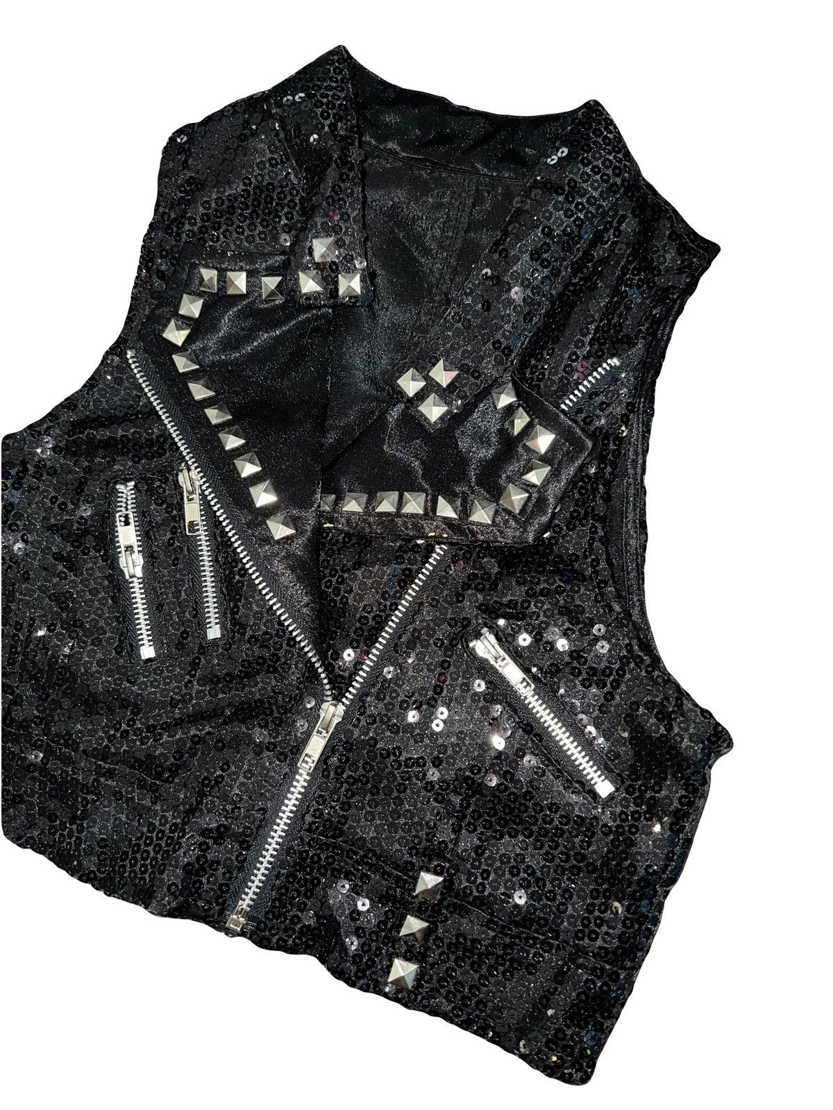Japanese Brand Black sequin and stud cropped vest 🖤🧛🏻‍♀️ Size S / US 4 / IT 40 - 5 Thumbnail