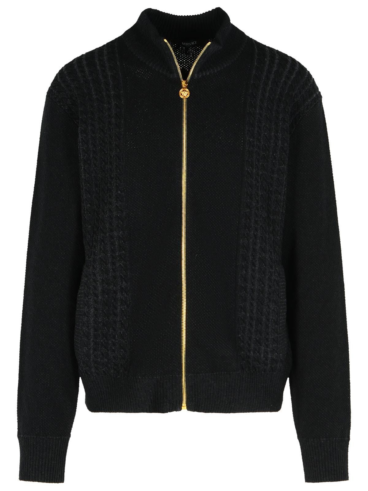 Versace VERSACE Black Cotton Blend Sweater Size US XL / EU 56 / 4 - 1 Thumbnail