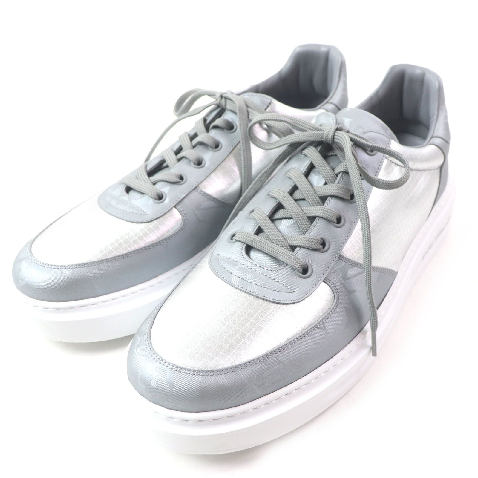 Louis Vuitton Louis Vuitton Low Cut Sneakers Monogram Nylon Sneakers Leather Shoes in Grey, Men's