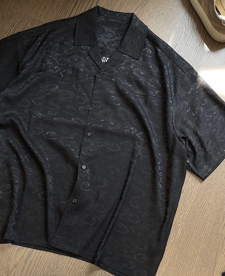 Japanese Brand × Vintage Outdoor retro embroidered dragon jacquard silky shirt Size US XL / EU 56 / 4 - 4 Thumbnail