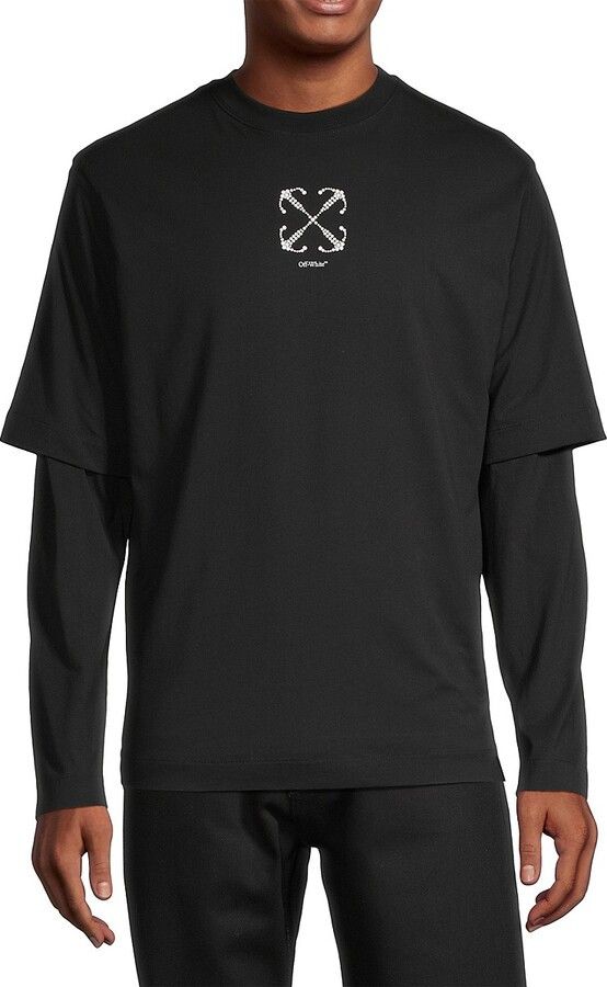 Off-White Double Layer Black Embellished Arrows Long Sleeve T-Shirt Size US M / EU 48-50 / 2 - 3 Thumbnail