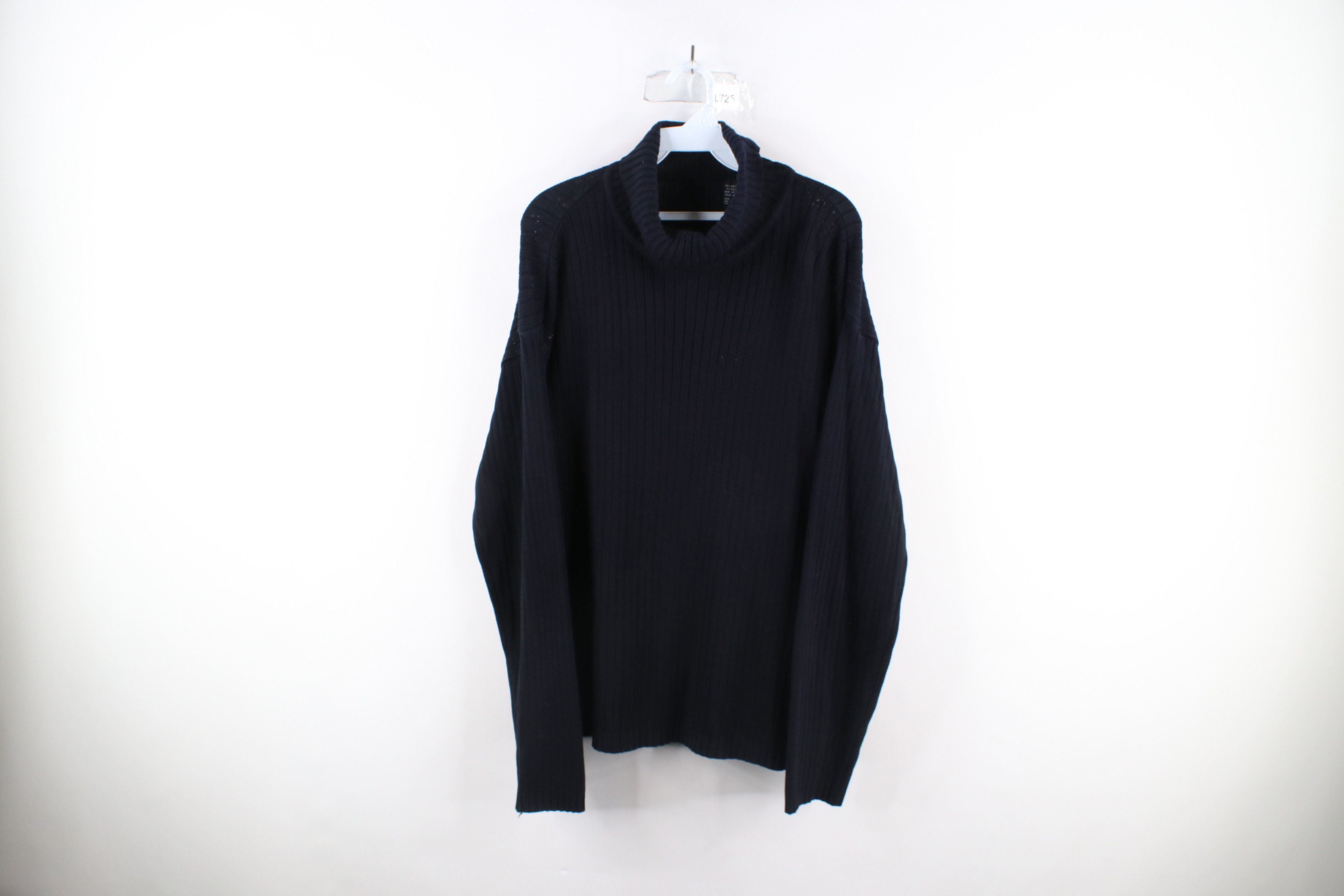 Vintage Vintage 90s Streetwear Ribbed Knit Turtleneck Sweater Black Size US L / EU 52-54 / 3 - 1 Thumbnail