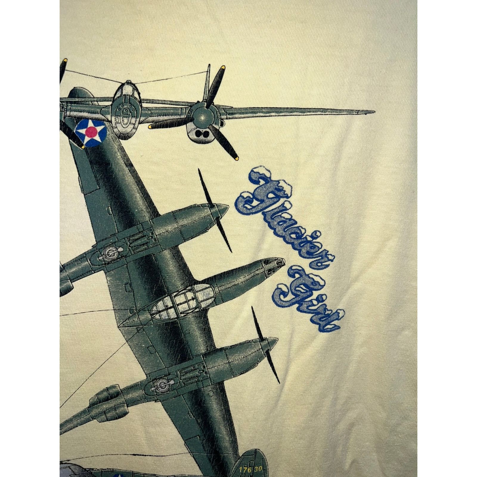 Hanes Vintage P-38F Lightning Shirt Glacier Girl The Lost Squadron Size US XL / EU 56 / 4 - 9 Thumbnail