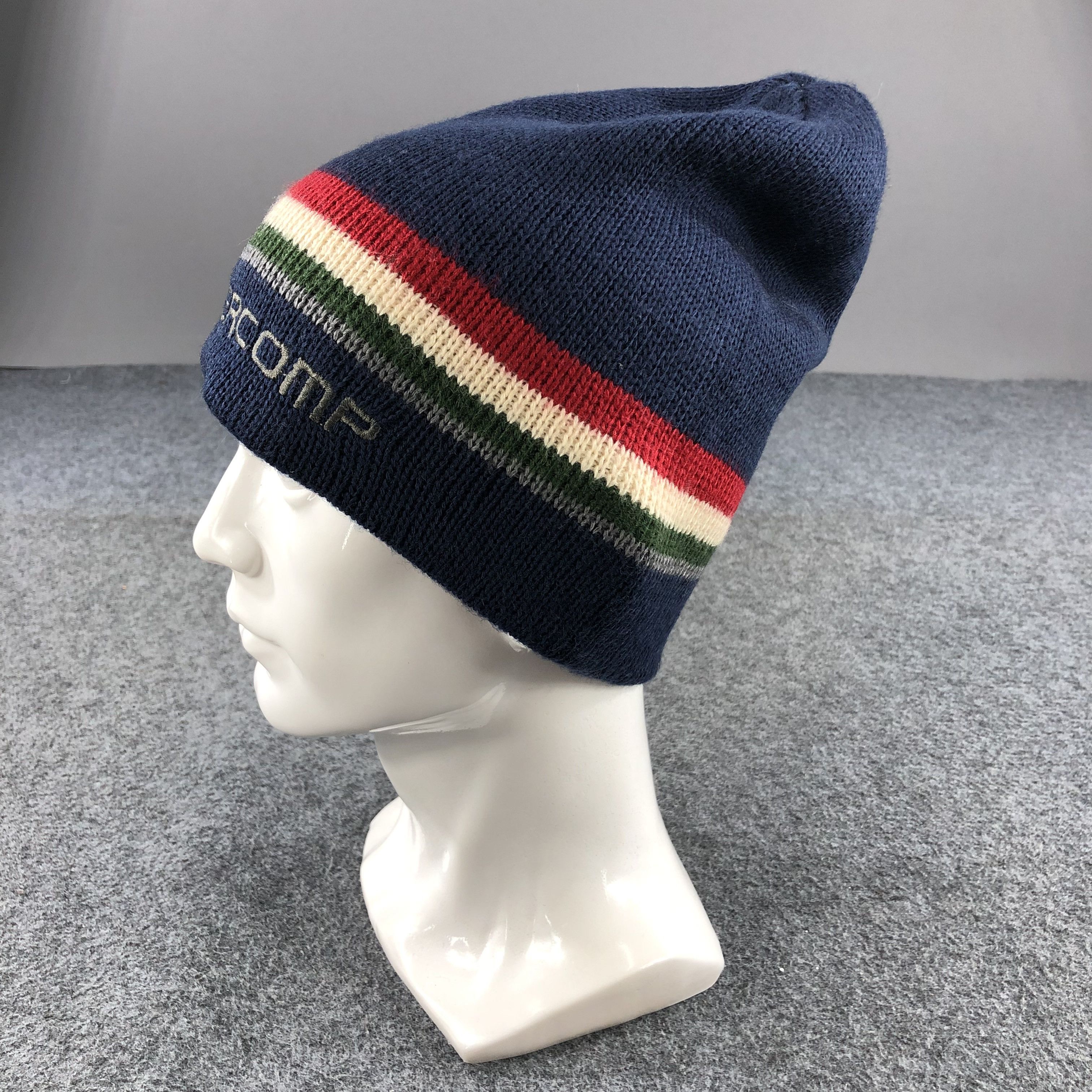 Vintage Racercomp Stripes Wool Beanie Snowcap Snow Hat B364 Size ONE SIZE - 2 Thumbnail