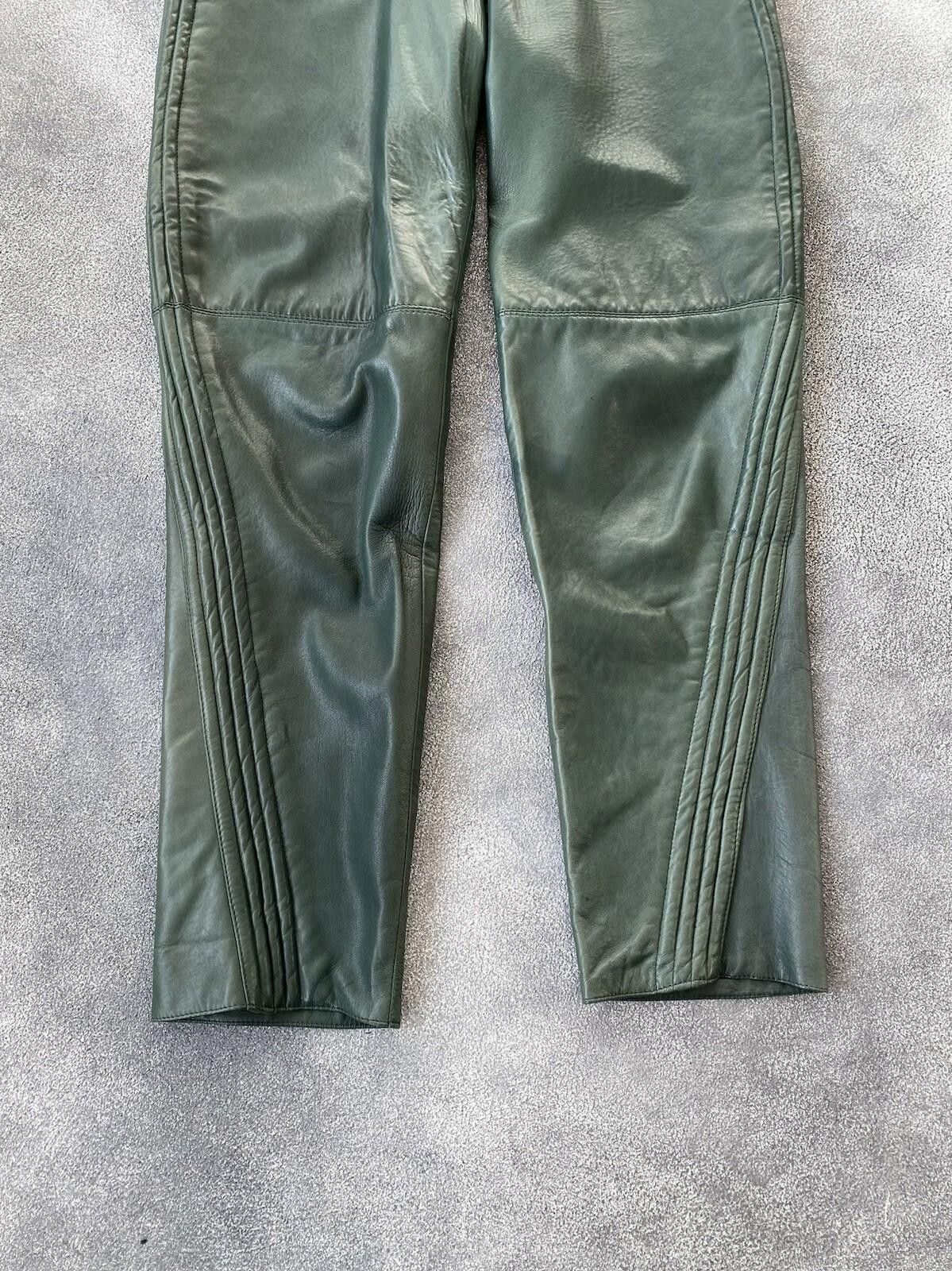 Versace 1970’s Gianni Versace Biker Leather Pants Vintage Women Size 32" / US 10 / IT 46 - 5 Thumbnail