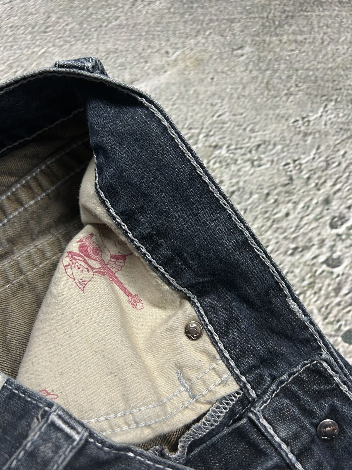 True Religion × Vintage True Religion navy jeans white thick stitching straight Y2K Size US 31 - 13 Thumbnail