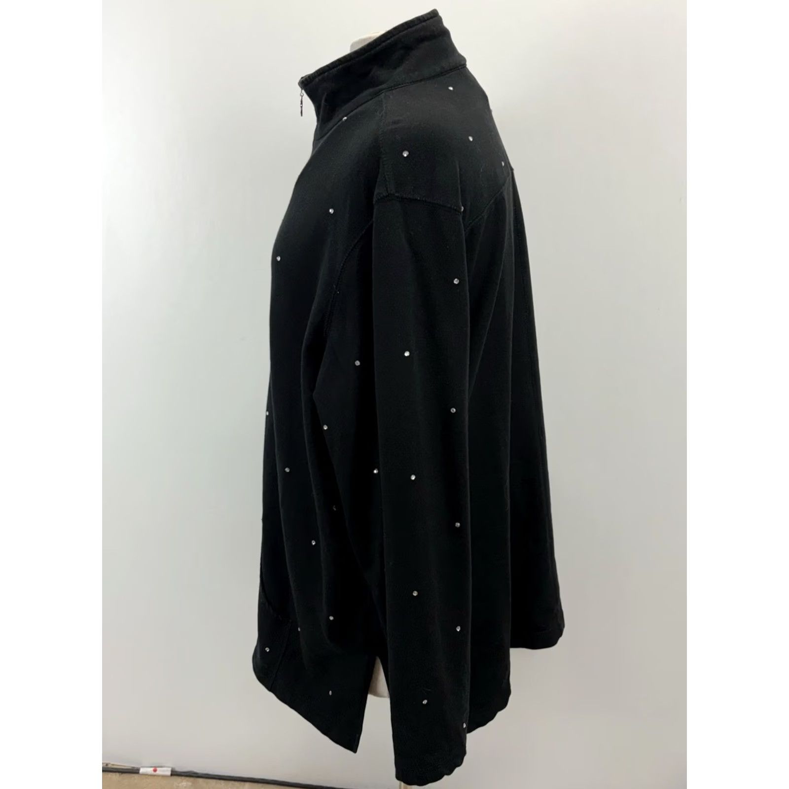 Coldwater Creek VINTAGE Coldwater Creek Jacket Womens 2X Plus Black Full Zip Rhinestone Bling Casual Long Sleeve Cotton Blend Solid Size XXL / US 16-18 / IT 52-54 - 2 Thumbnail