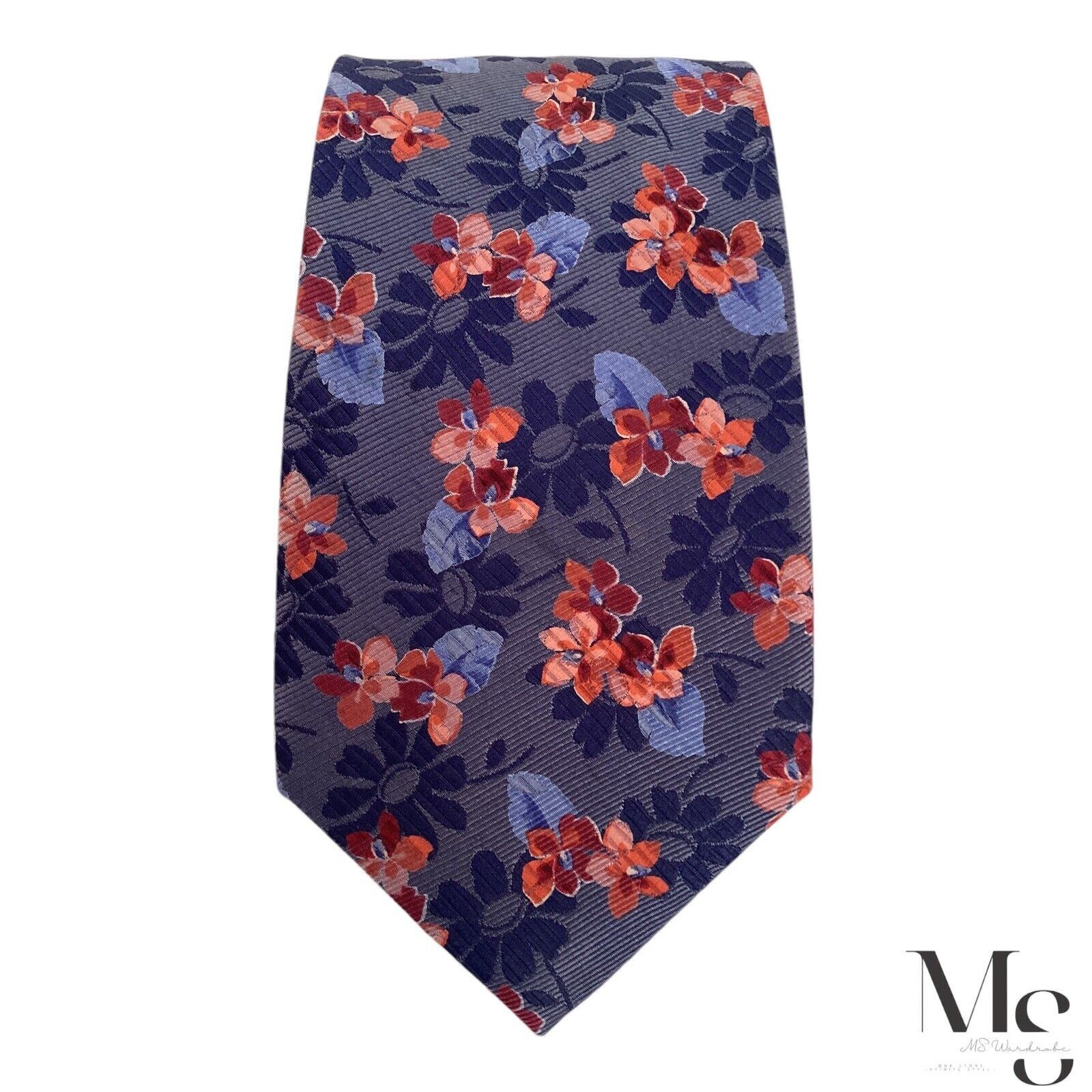 Ermenegildo Zegna ERMENEGILDO ZEGNA Purple & Orange Floral Silk Tie Italy Size ONE SIZE - 3 Thumbnail