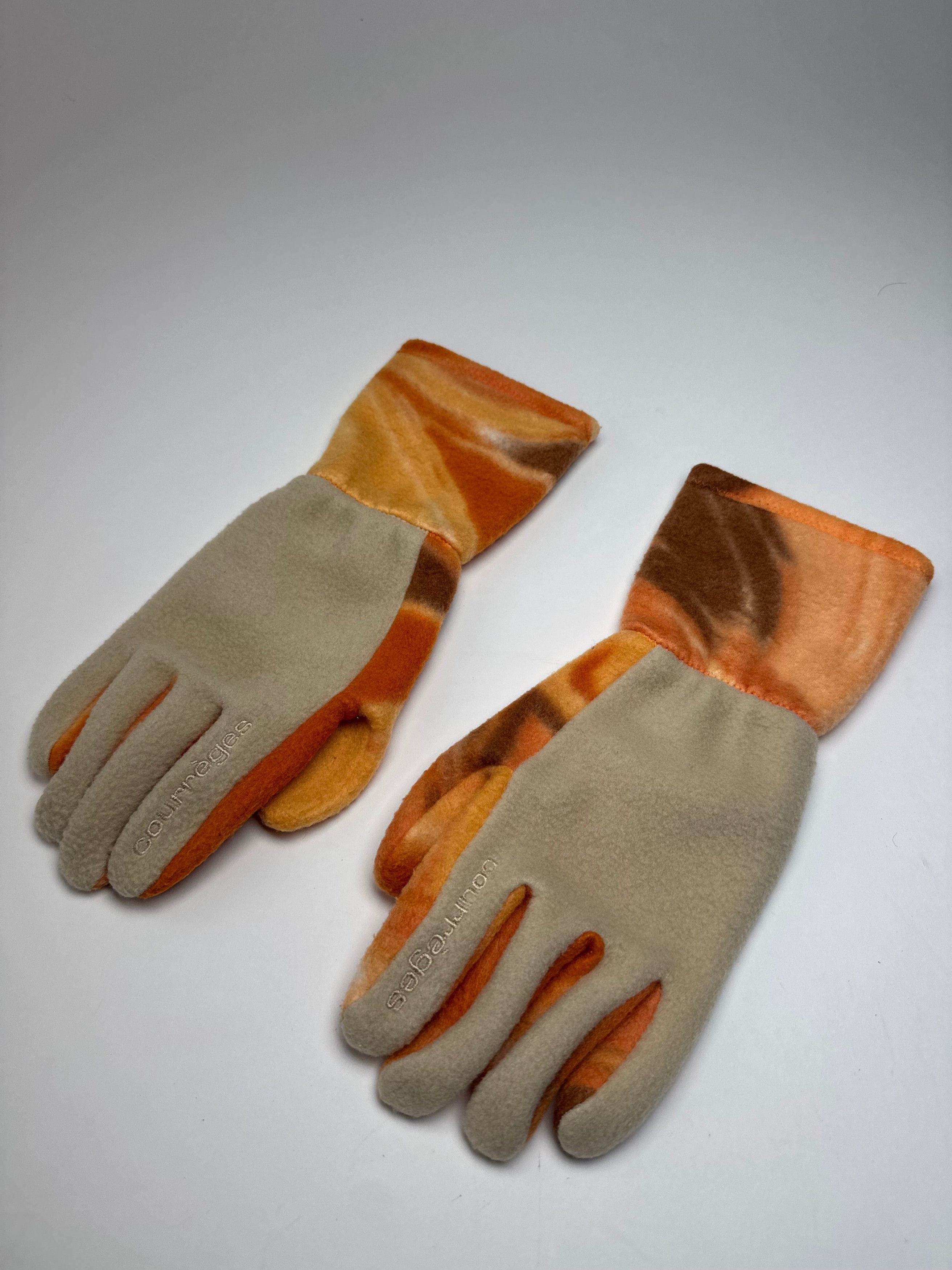 Courreges Vintage Paris Wool Gloves Grey Orange M Size ONE SIZE - 1 Thumbnail