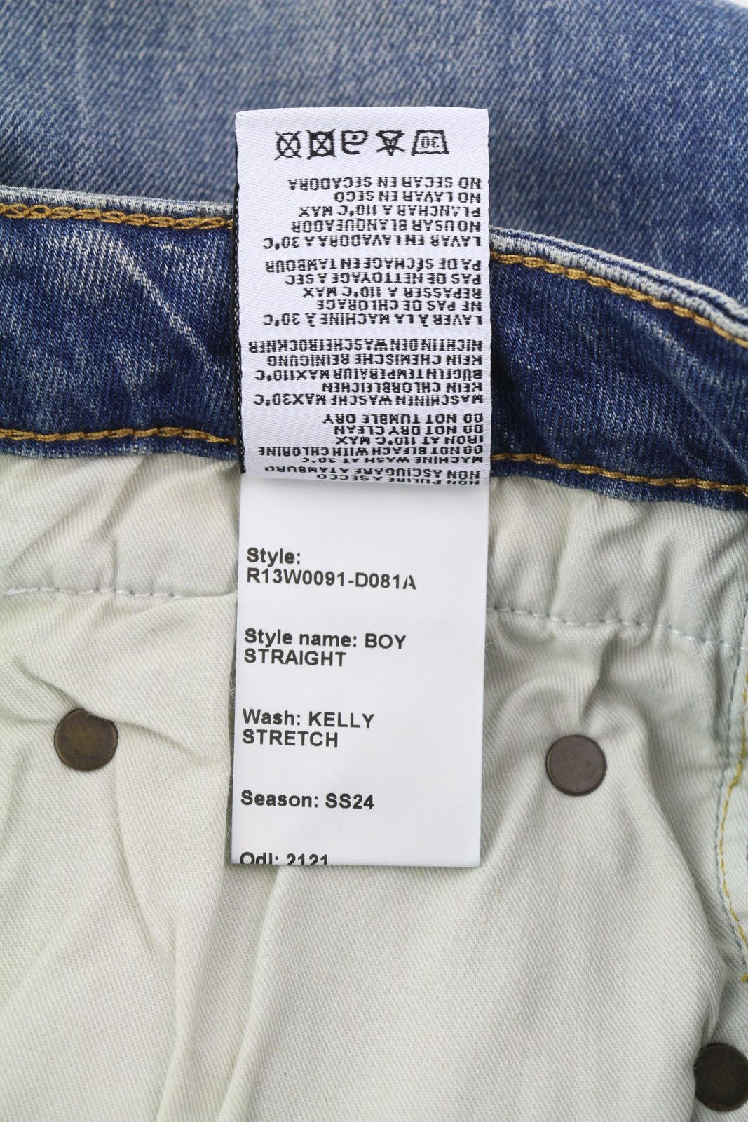 R13 BOY STRAIGHT 26 Cropped Ankle Washed Bue Kelly 84455 Size 26" / US 2 / IT 38 - 10 Thumbnail