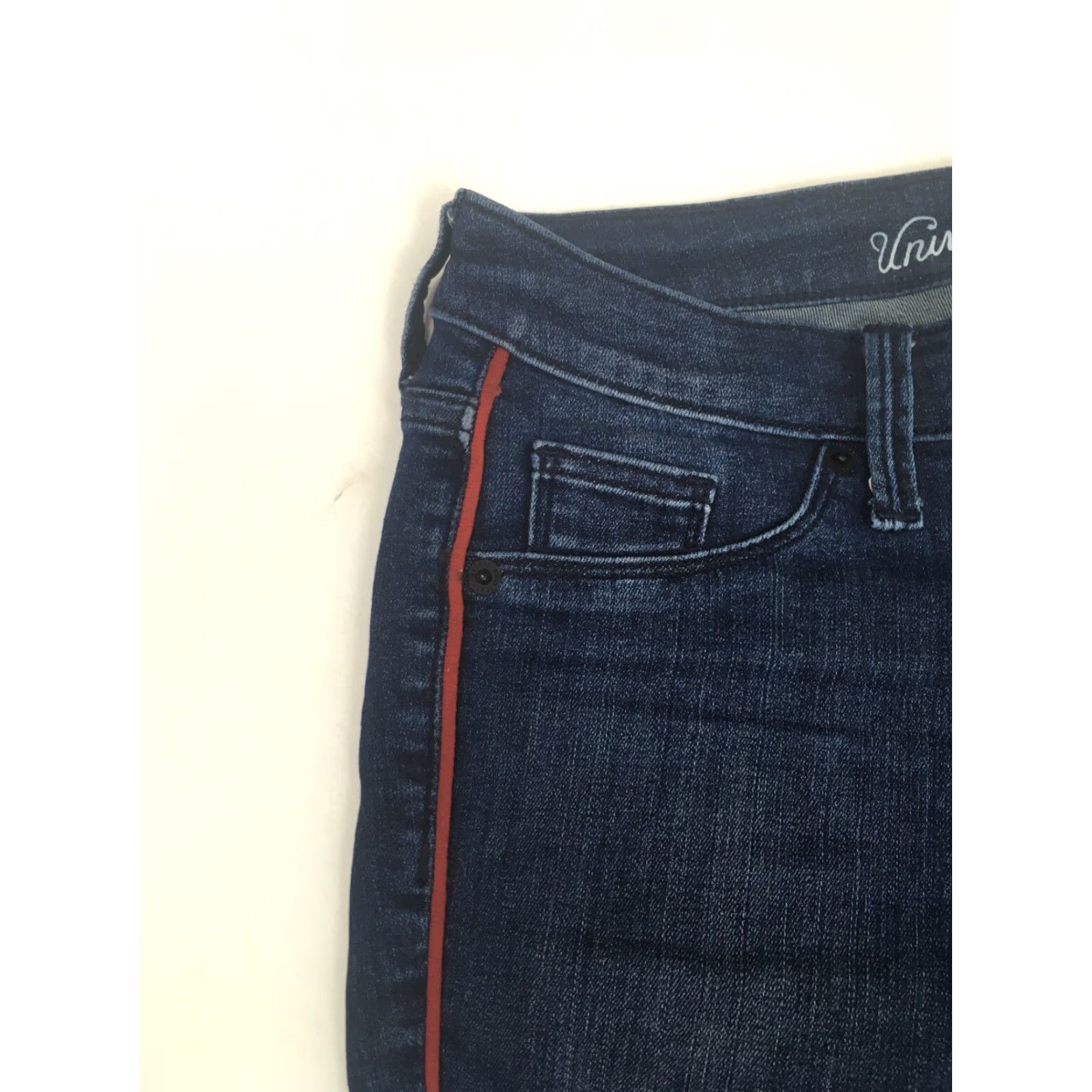 Vintage Universal Thread Jeans Women's 0 25R Black Red Stripe Midrise Flat Front Size 25" / US 0 / IT 36 - 4 Thumbnail