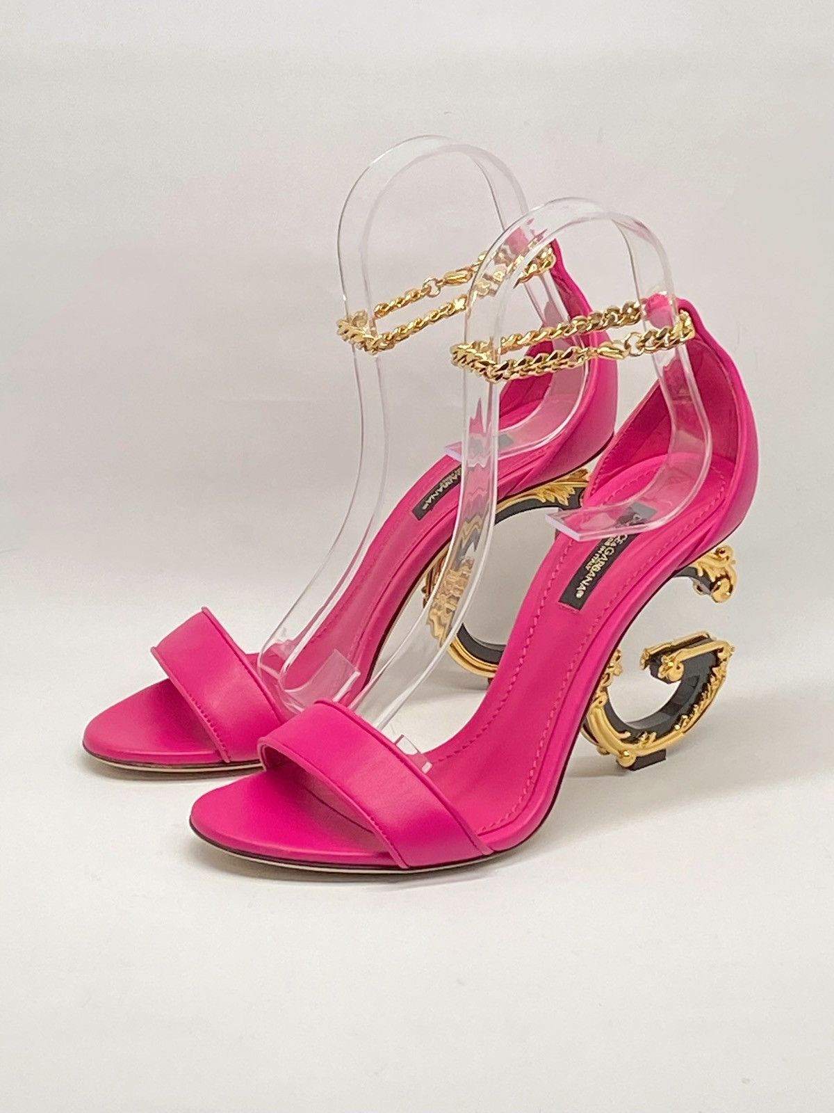 Dolce & Gabbana Dolce&Gabbana Sculpted-Heel DG Leather Sandals size 36.5 Size US 6.5 / IT 36.5 - 4 Thumbnail