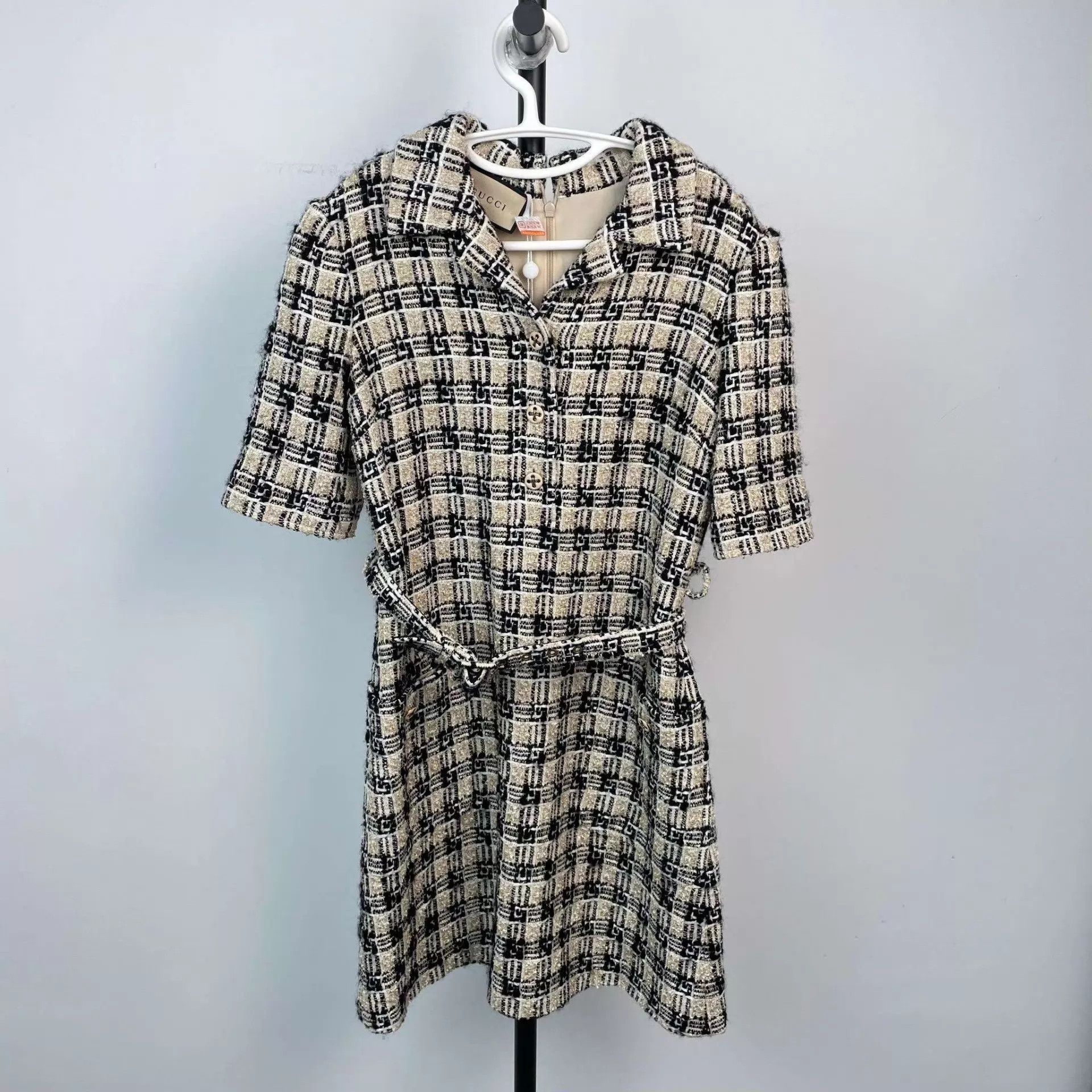 Gucci Gucci Beige Tweed Short-Sleeve Dress EUR 38 95 New Size XS / US 0-2 / IT 36-38 - 1 Thumbnail