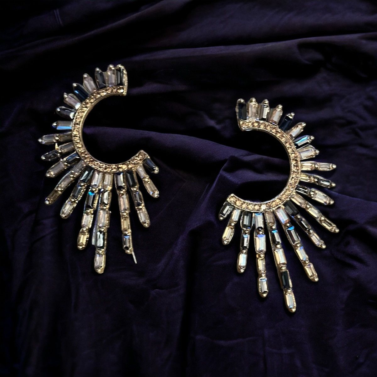 Other Gold tone gemstone sun ray drop earrings Size ONE SIZE - 1 Thumbnail