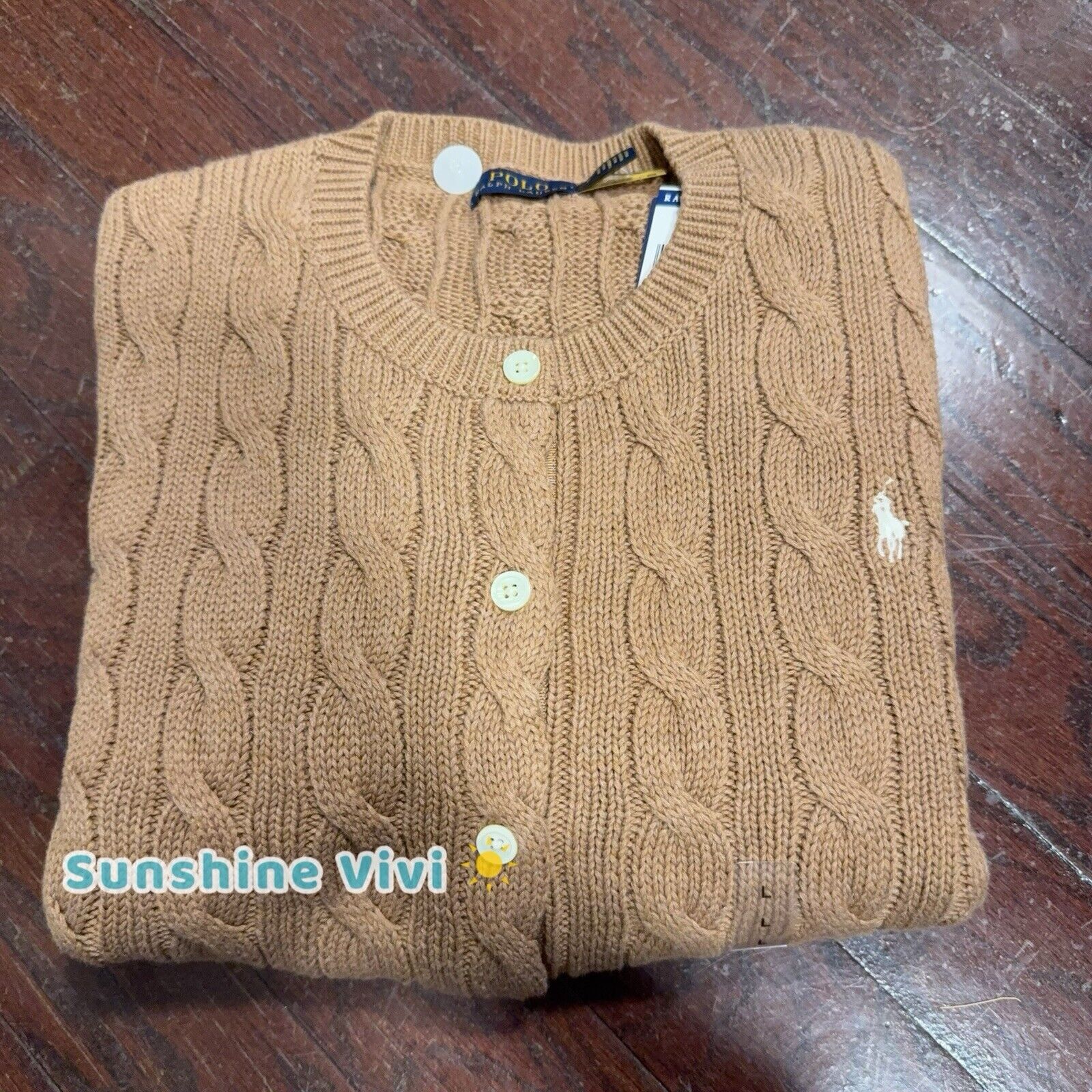 Polo Ralph Lauren NWT Polo Ralph Lauren Crewneck Cardigan Camel Women's Large Size L / US 10 / IT 46 - 1 Thumbnail