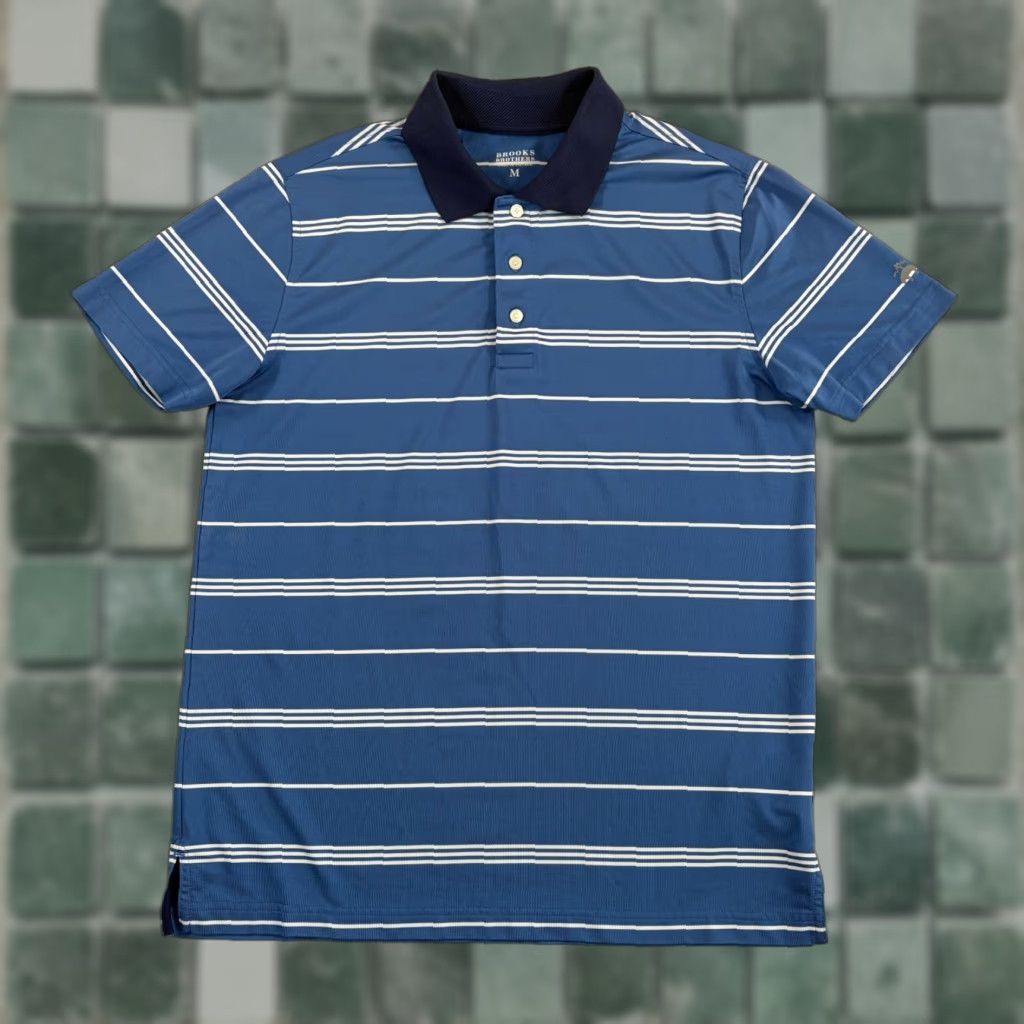 Brooks Brothers Brooks Brothers Performance Golf Polo Shirt in Blue Striped Men M SS NWOT Size US M / EU 48-50 / 2 - 1 Thumbnail