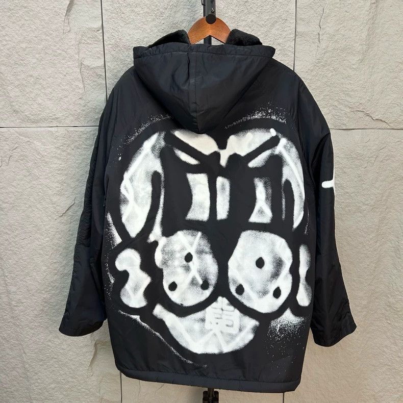 Givenchy Givenchy Size 46Classic Black Graffiti Hooded Cotton Coat 2 Size US XL / EU 56 / 4 - 2 Thumbnail