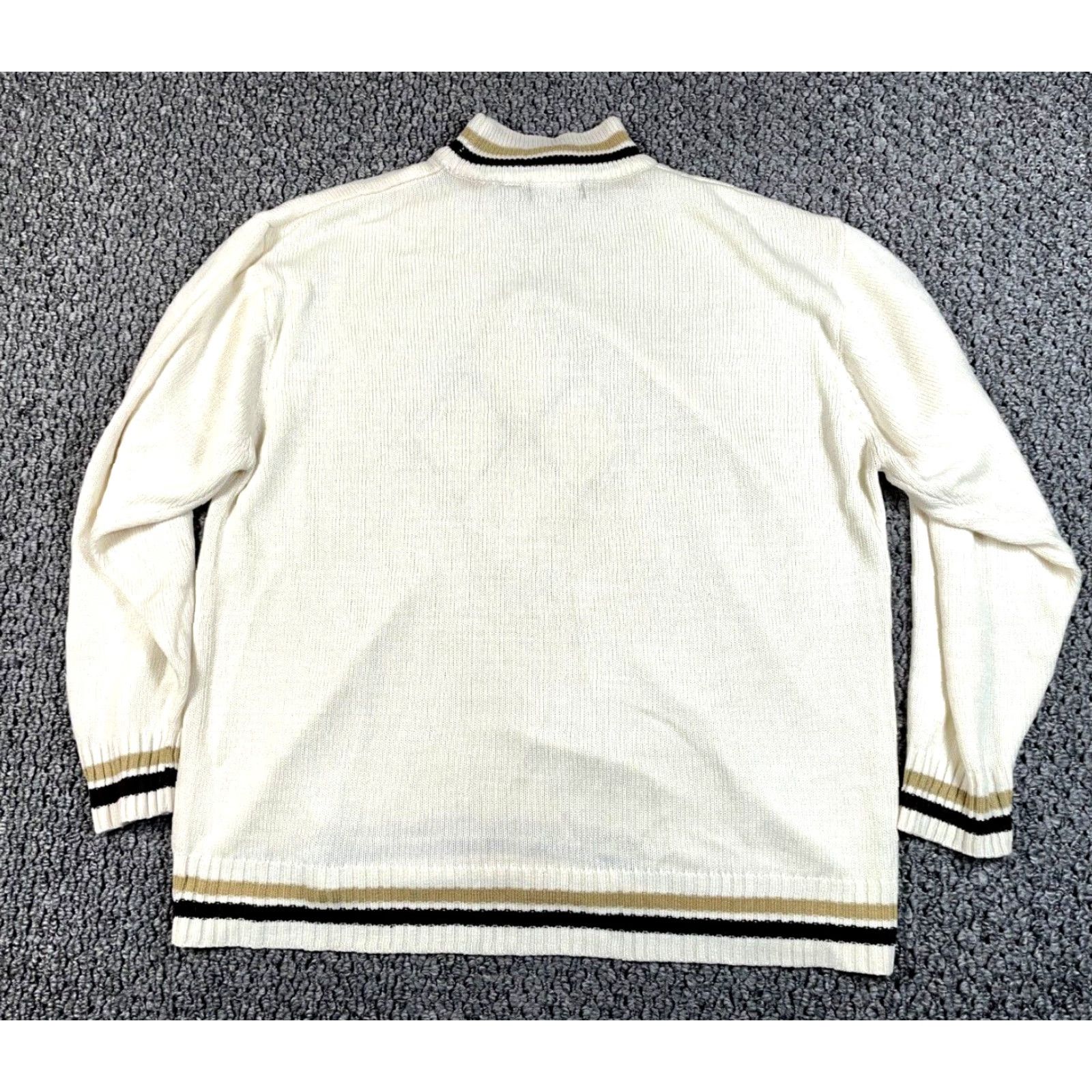 Vintage Preppy Argyle Pattern Mock Neck Sweater Adult XL Ivory Lightweight Acrylic Knit Mens Size US XL / EU 56 / 4 - 2 Thumbnail