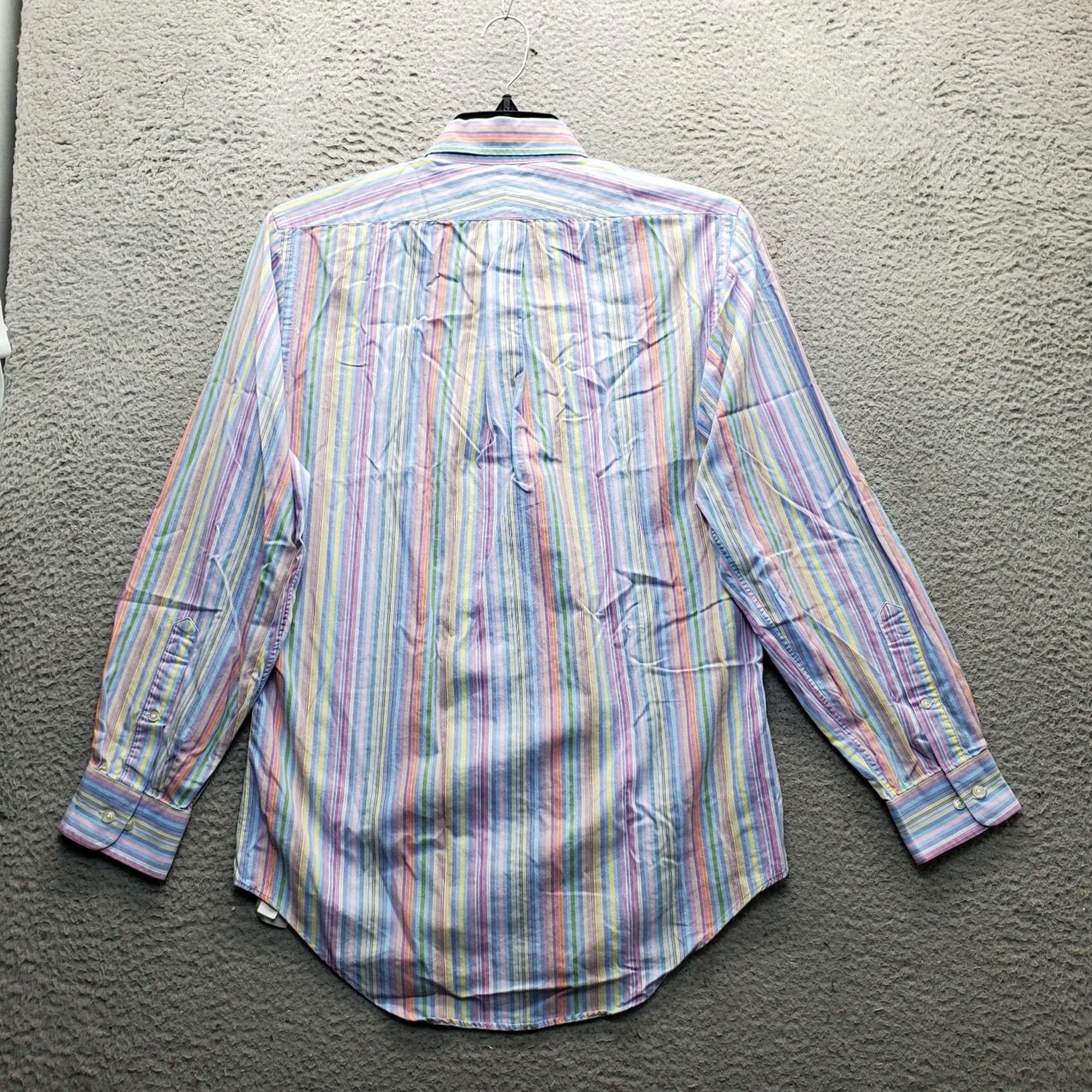 Lands' End Lands' End Dress Shirt Mens 15 Multi Striped Single Pocket Curved Hem Button Up Size 40R - 2 Thumbnail