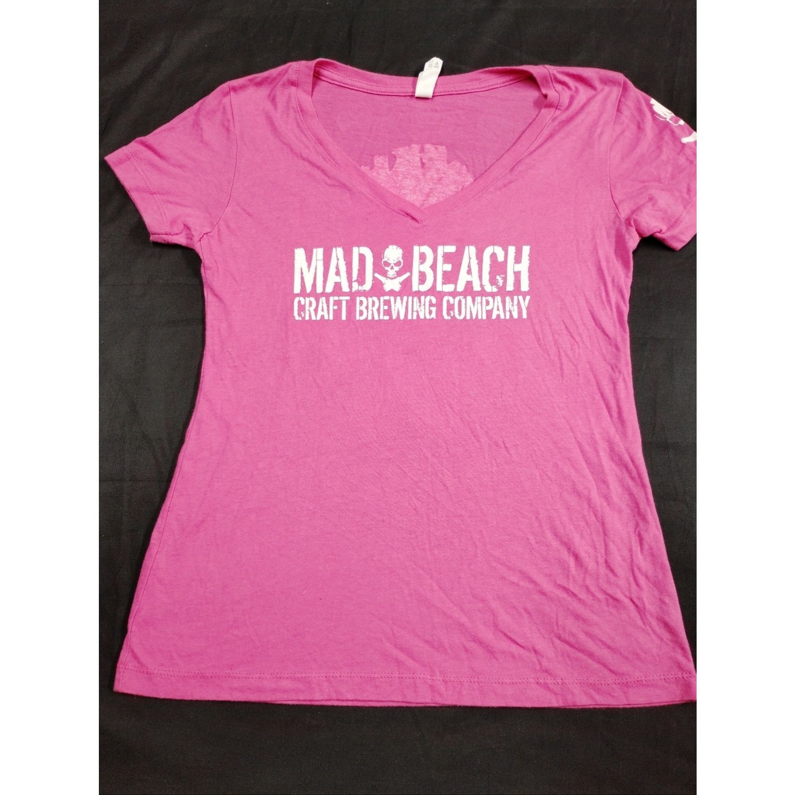 Next Level Apparel Mad Beach Craft Brewing Company Pink V-Neck Tee Size S / US 4 / IT 40 - 1 Thumbnail
