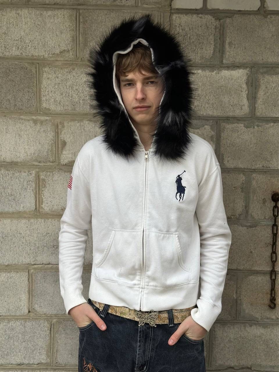 Polo Ralph Lauren VTG Polo Ralph Lauren Zip Hoodie Fur Custom Hand Made Size M Size US M / EU 48-50 / 2 - 8 Thumbnail