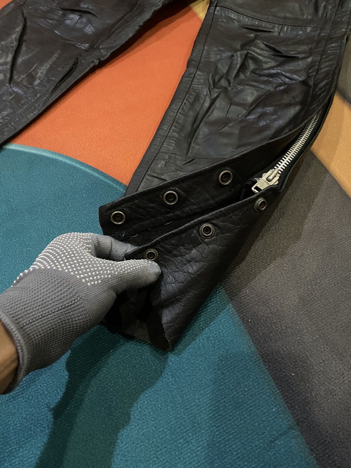 Genuine Leather Highway One Motorcycle Pants Side Zip & Snap Biker Chaps Size US 30 / EU 46 - 11 Thumbnail