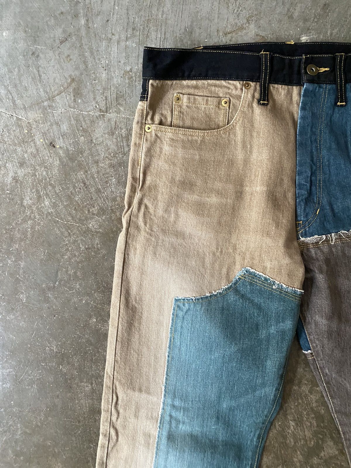 Japanese Brand Khoki Denim Patchwork Jeans Kapital Sillage Kiko Kostadinov Size US 34 / EU 50 - 3 Thumbnail