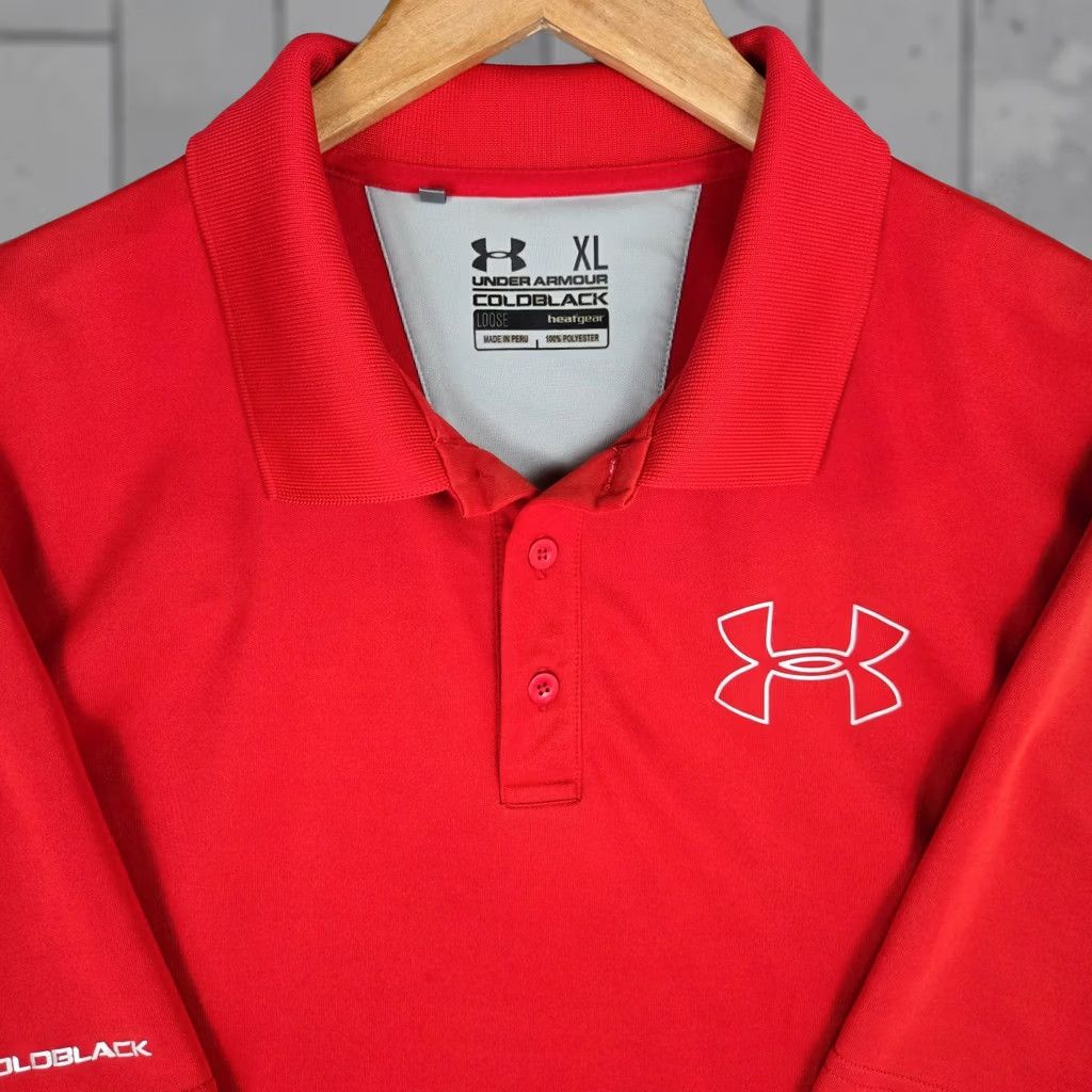 Under Armour UNDER ARMOUR COLDBLACK Polo Shirt Performance Red Golf Wicking Mens Size XL Size US XL / EU 56 / 4 - 1 Thumbnail