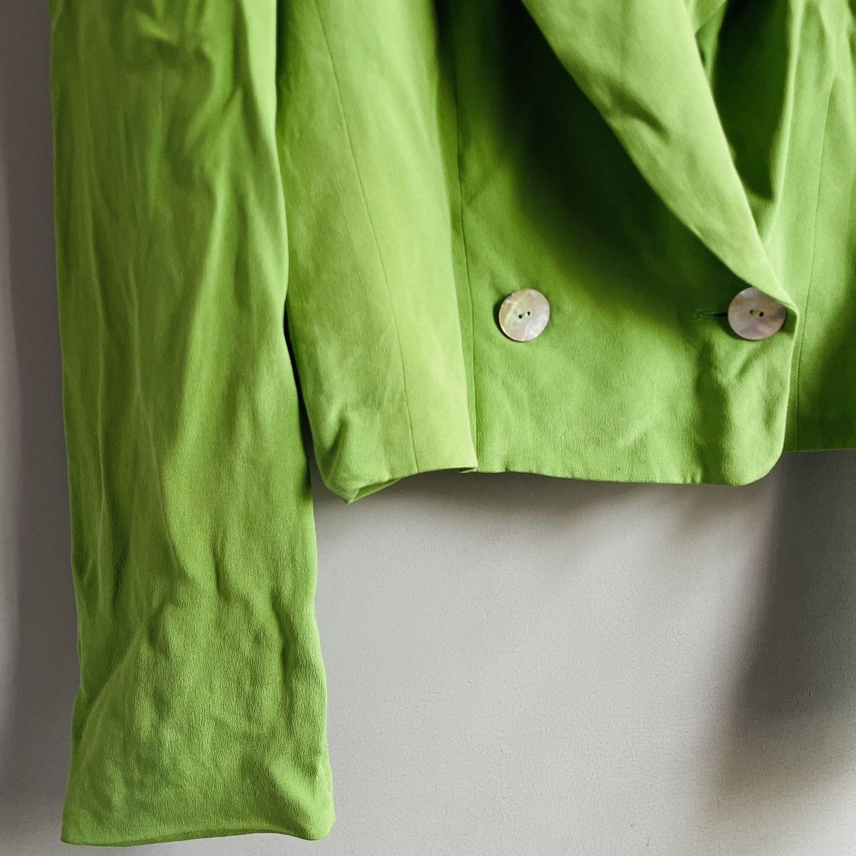 Japanese Brand × Seditionaries × Vintage Japanese Vintage Green Silk Cropped Blazer Size S / US 4 / IT 40 - 4 Thumbnail