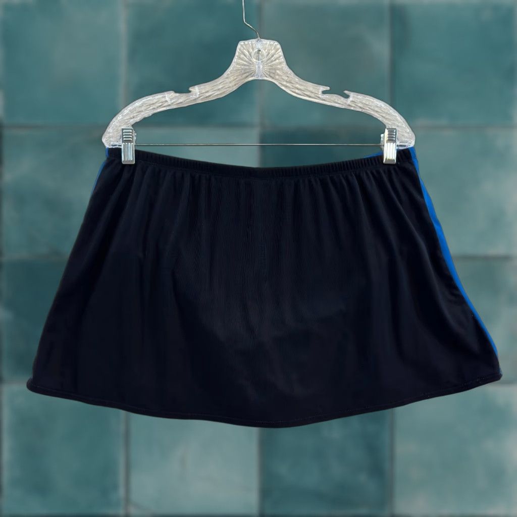 Vintage VINTAGE 90s Y2K Swim Skirt Bottoms XL 16 Black Blue Lined Sporty Retro Swimsuit Womens Size 38" / US 16 / IT 52 - 1 Thumbnail