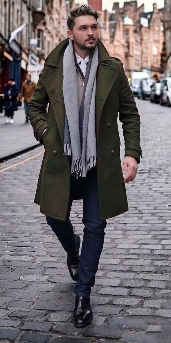 image of Cashmere Wool x Vintage 80's Steinbock Himalaya Wool Coat Made In Austria in Green (Size Medium)