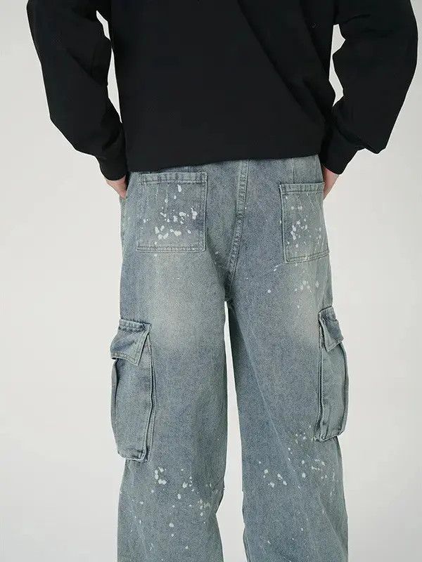Japanese Brand Retro loose wide leg straight leg jeans Size US 32 / EU 48 - 3 Thumbnail