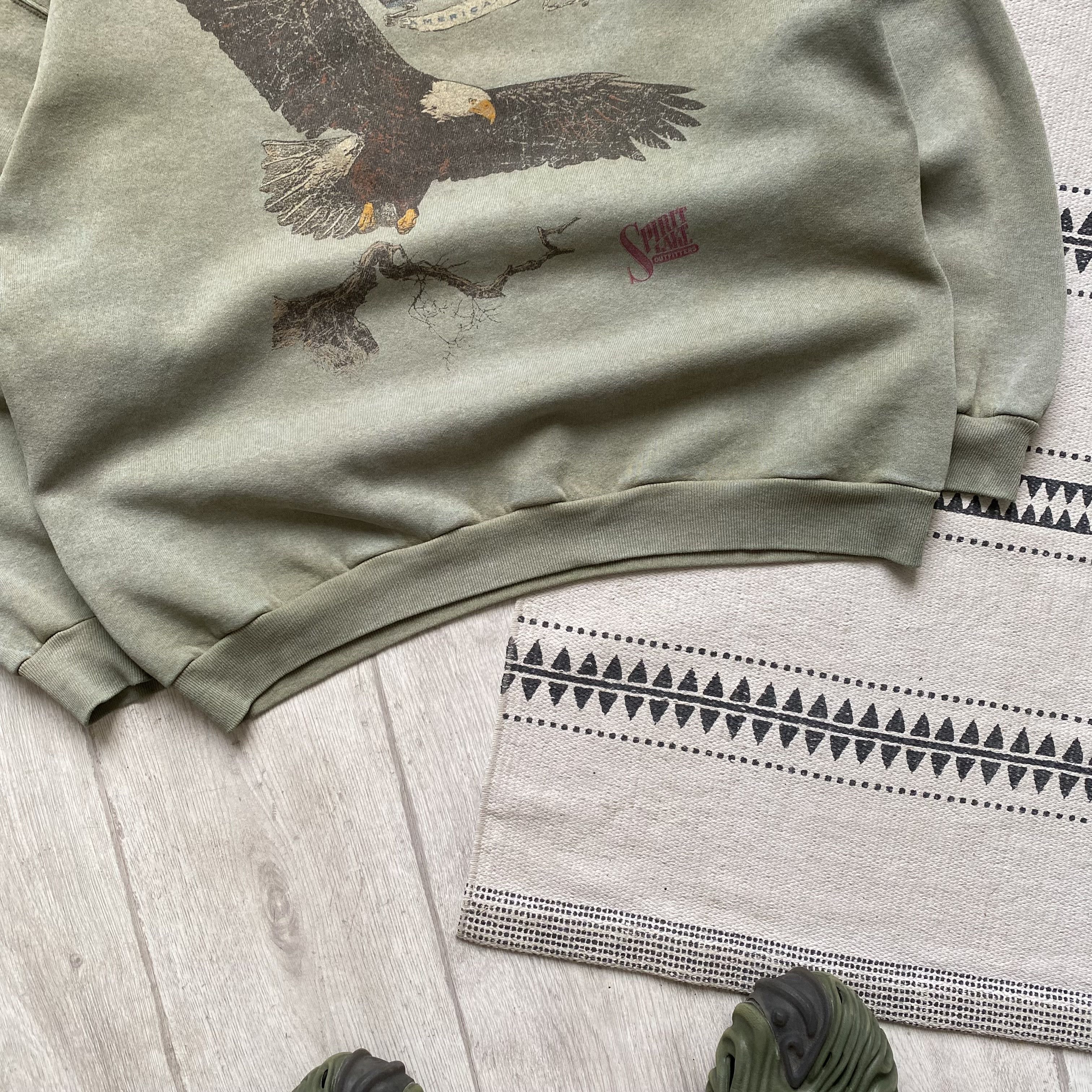 Hanes 🦅Vintage 90s Faded USA Bald Eagle Sweatshirt Nature Y2K Size US L / EU 52-54 / 3 - 3 Thumbnail