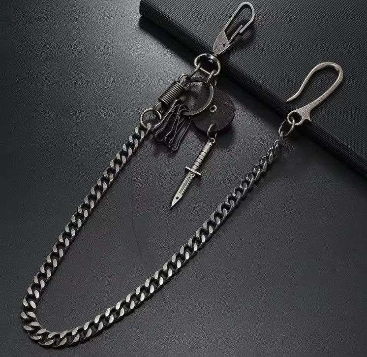 Jewelry Y2K Punk Goth Emo Skull Knife Wallet Chain Size ONE SIZE - 3 Thumbnail