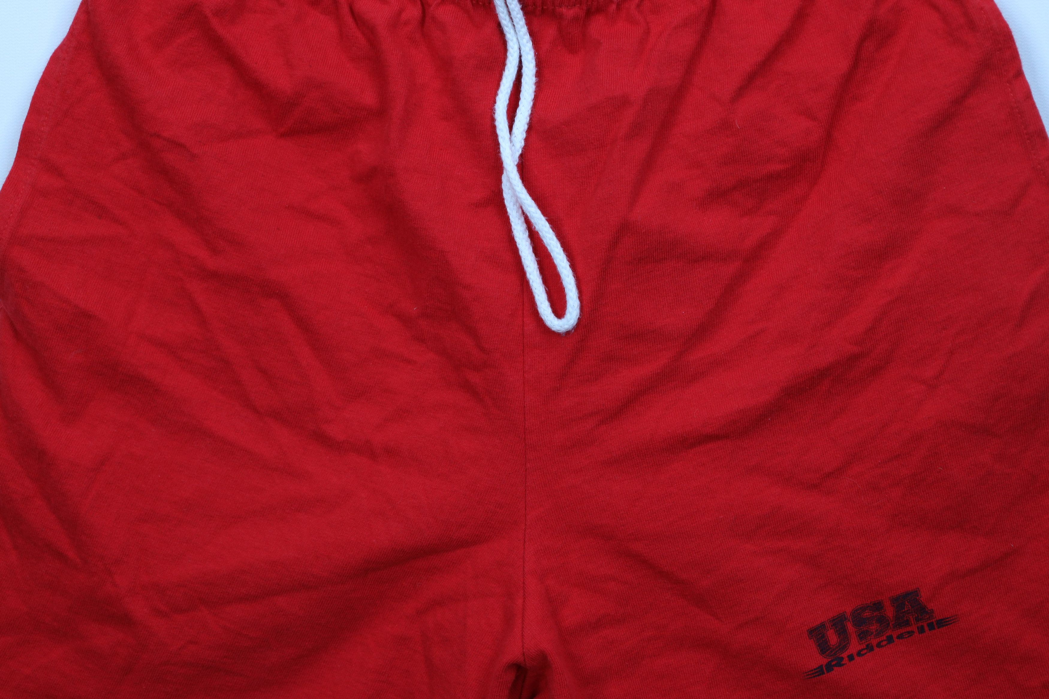 Riddell Vintage 90s Riddell Football Knee Shorts Red Cotton USA Size US 30 / EU 46 - 3 Thumbnail