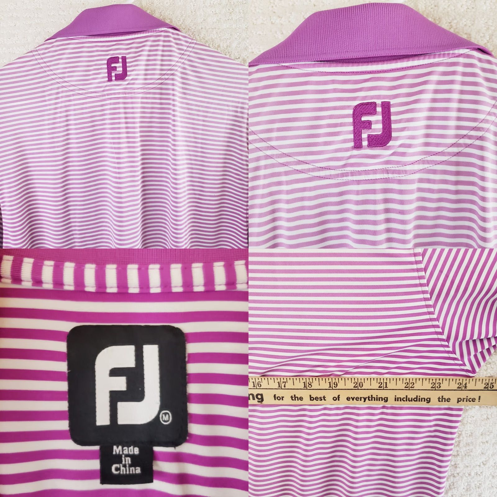 Footjoy FootJoy Men Polo Shirt Purple White Striped Short Sleeve M EUC Sports Golf Shirt Size US M / EU 48-50 / 2 - 8 Thumbnail