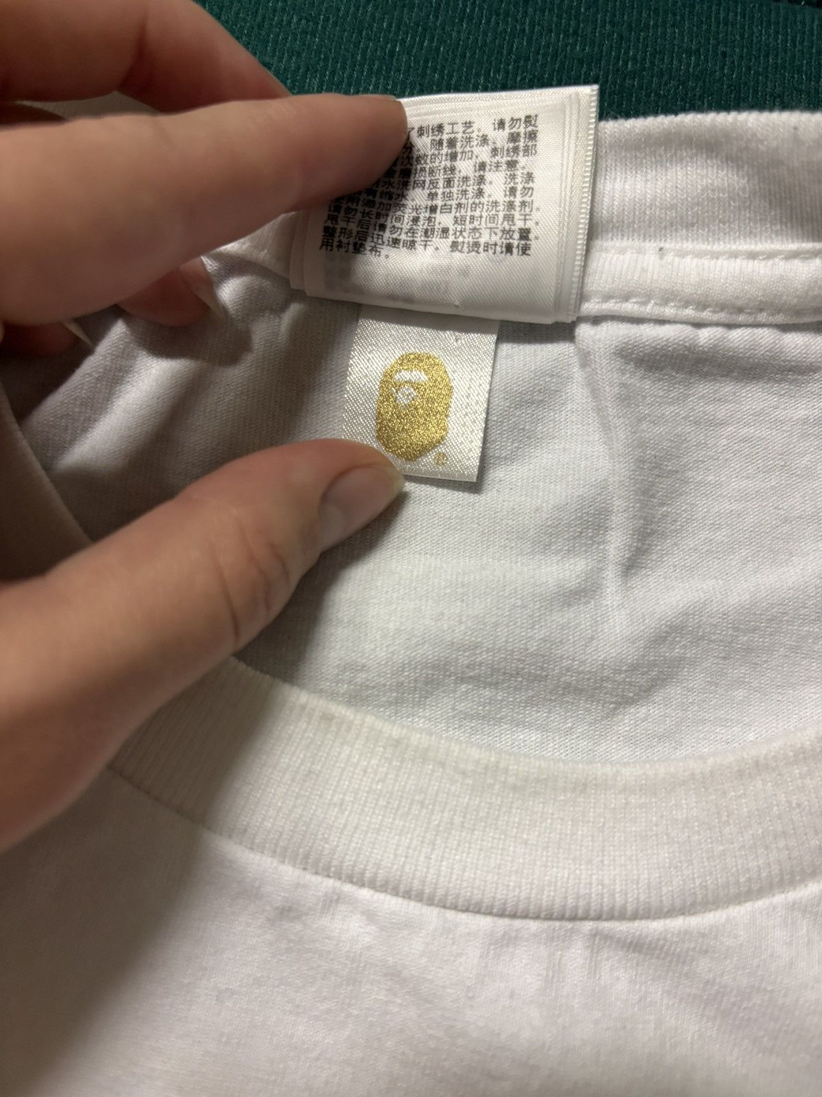 Bape Bape A Bathing Ape Japan Embroidered Logo Tee White XL Size US XL / EU 56 / 4 - 5 Thumbnail