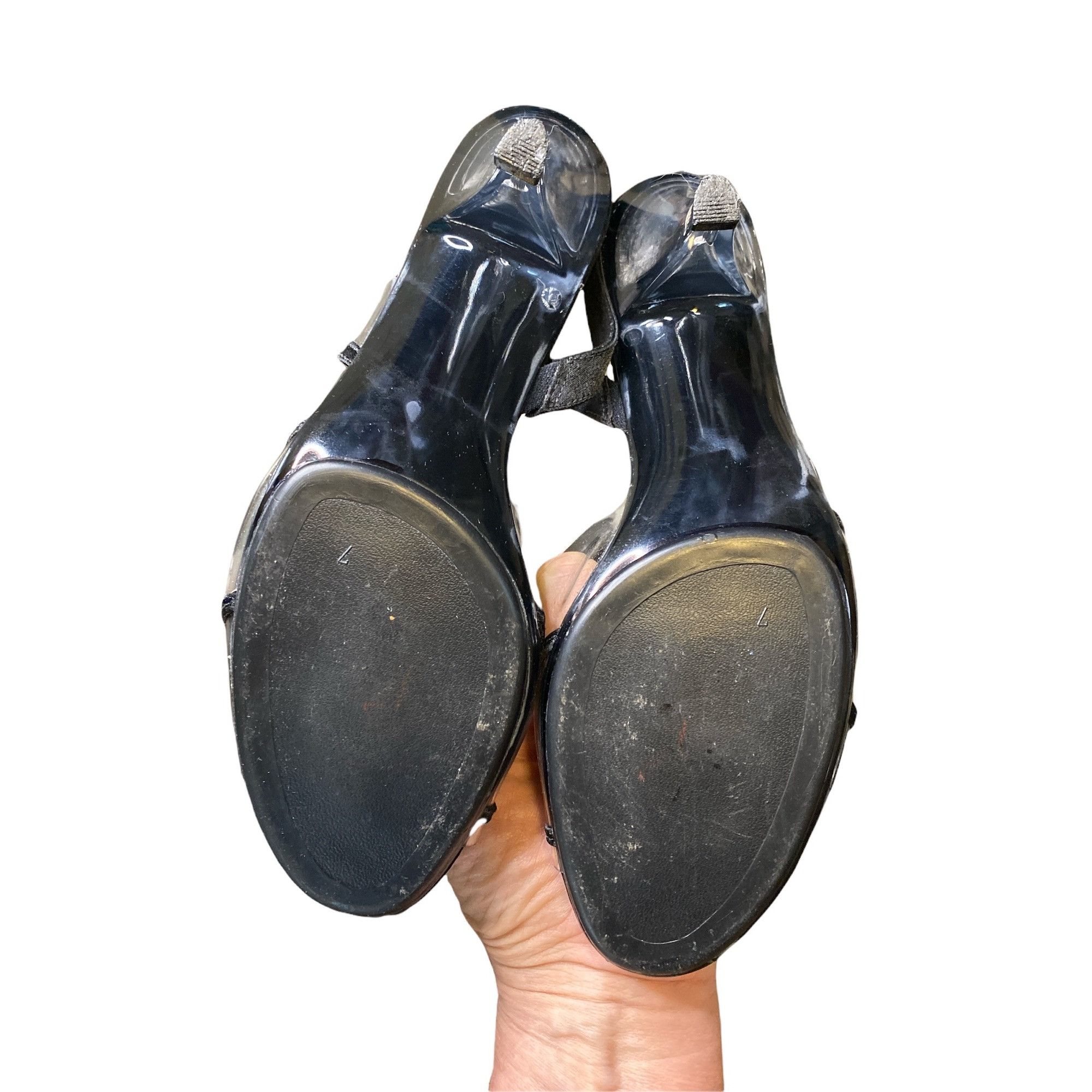 Vintage VINTAGE 70'S ONEX BLACK CLEAR AND LUCITE SLINGBACK HEEL SZ 7 Size US 7 / IT 37 - 5 Thumbnail