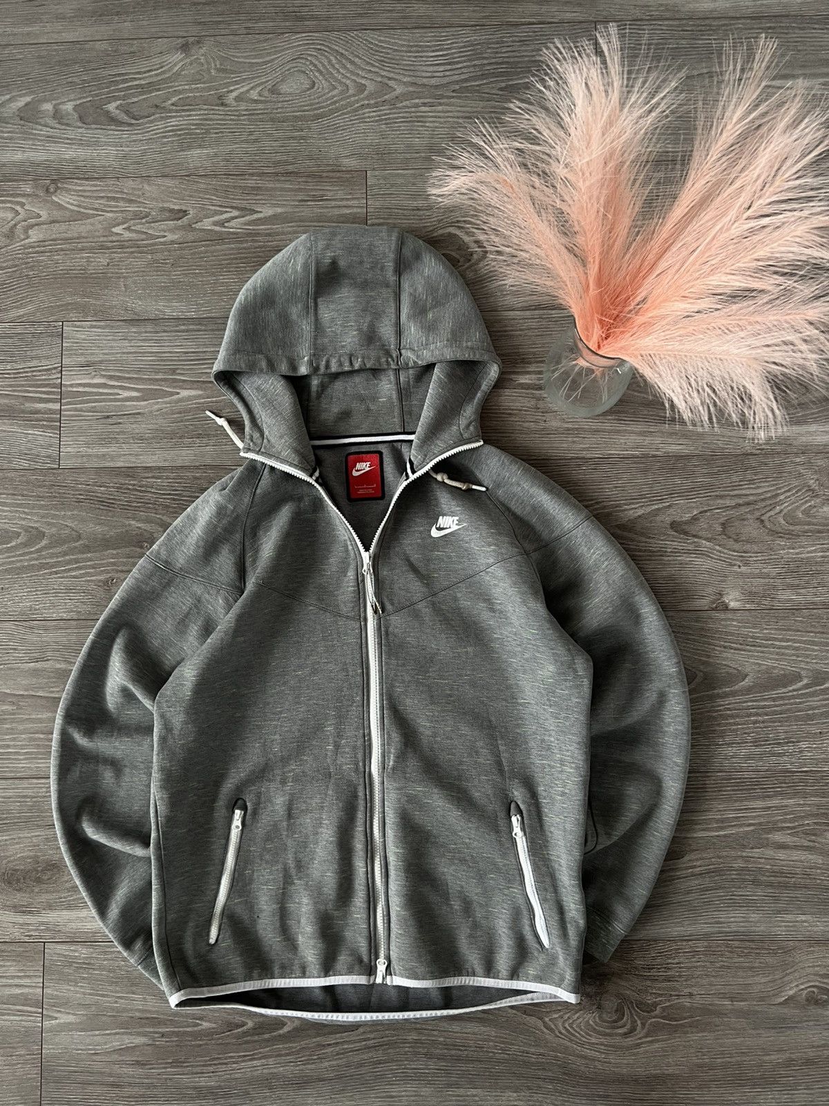 Designer × Nike ‼️Nike Tech Fleece Gray/Green Monochrome Zip Hoodie‼️ Size US L / EU 52-54 / 3 - 9 Thumbnail