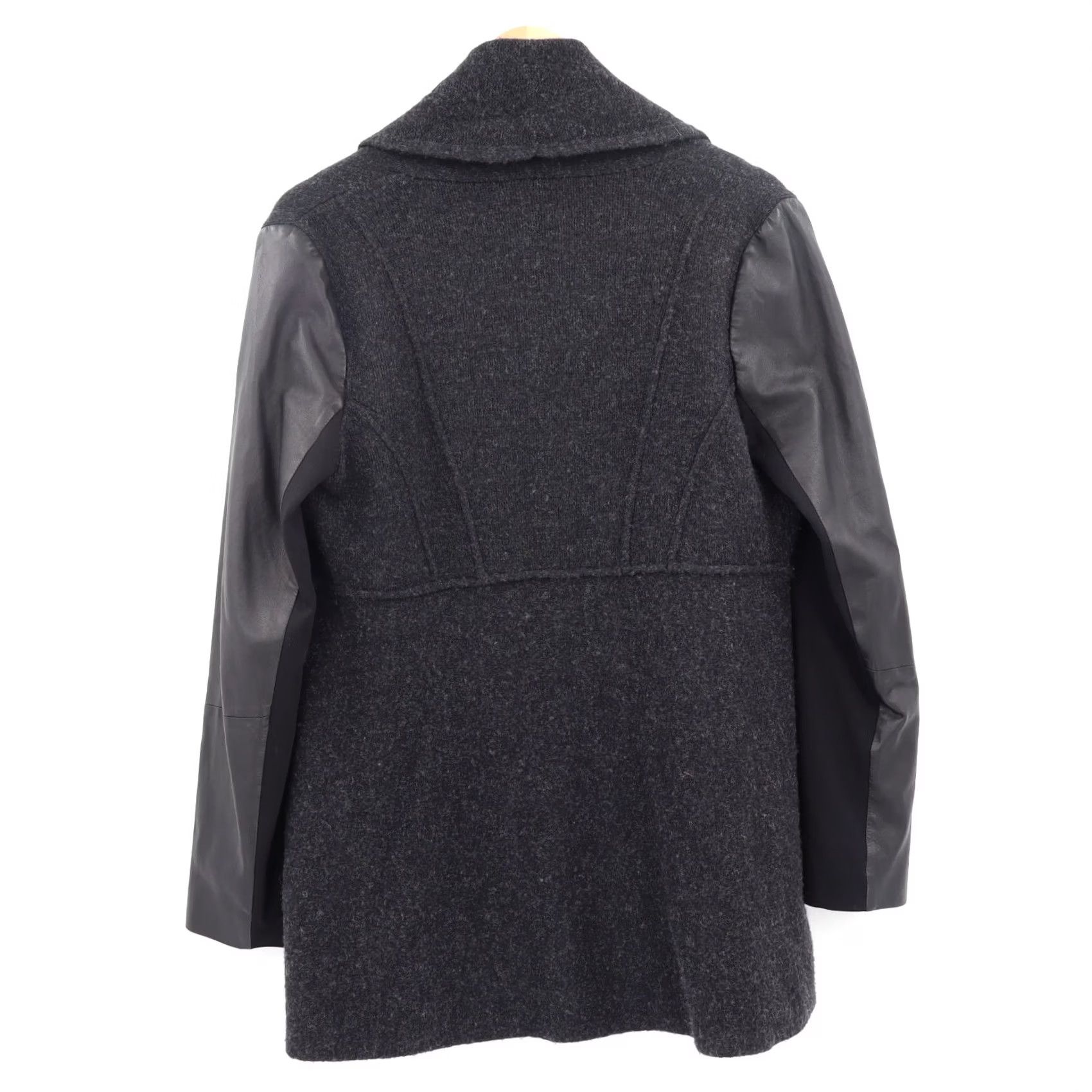 Eileen Fisher Eileen Fisher Cardigan Women Wool Body Leather Sleeves Shawl Open Lightweight Black Size Small P Short PS Petite Size S / US 4 / IT 40 - 2 Thumbnail