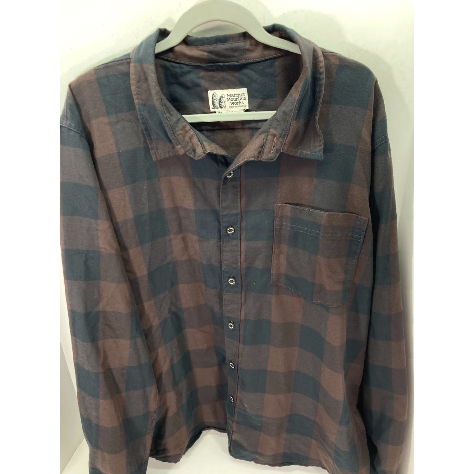 Marmot Marmot Mountain Works Flannel Button Up Pocket Shirt Mens XXL Brown Black Plaid Size US XXL / EU 58 / 5 - 3 Thumbnail