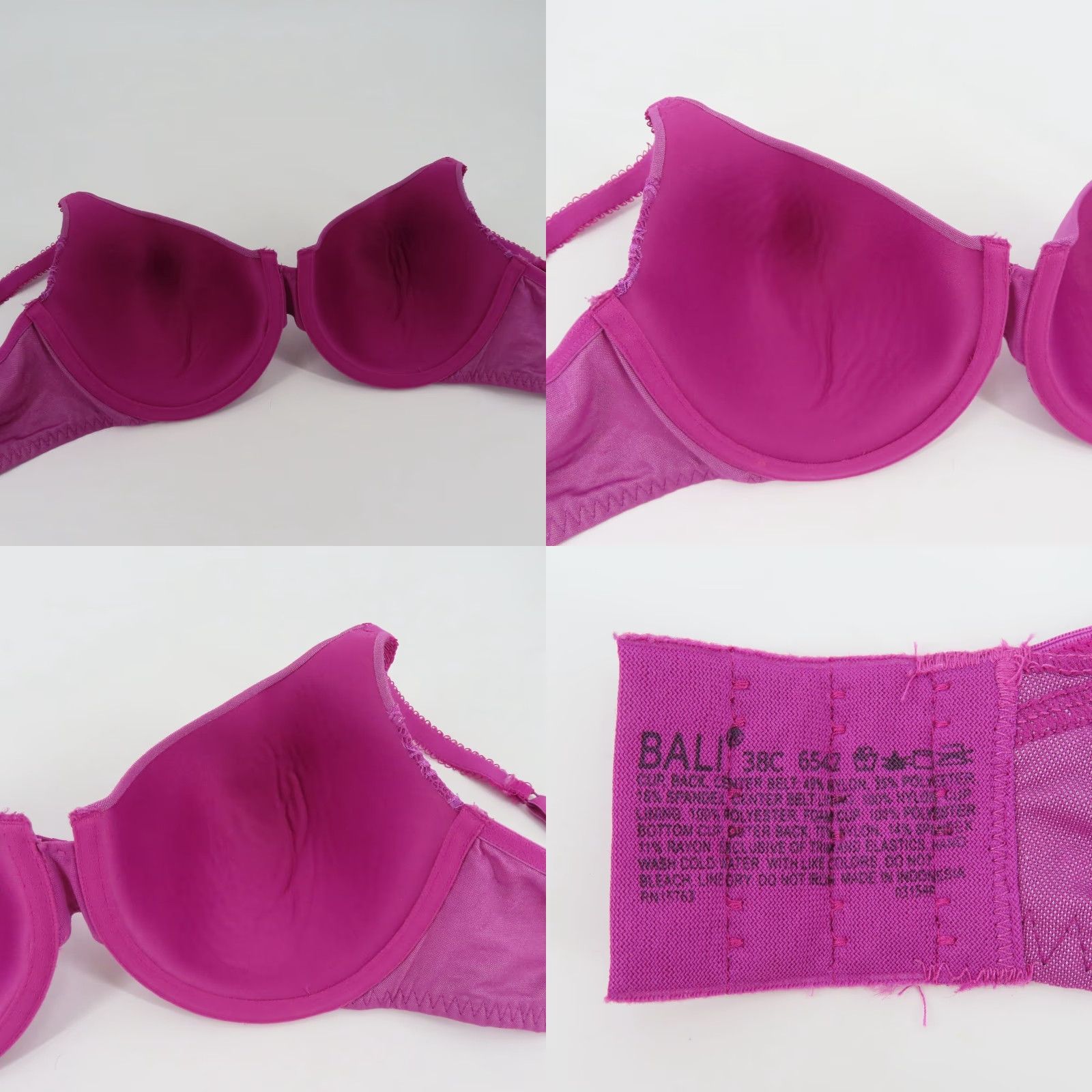 Vintage Bali Bra 38C Purple Floral Lace Desire Foam Underwire Padded Bow Womens Size ONE SIZE - 8 Thumbnail