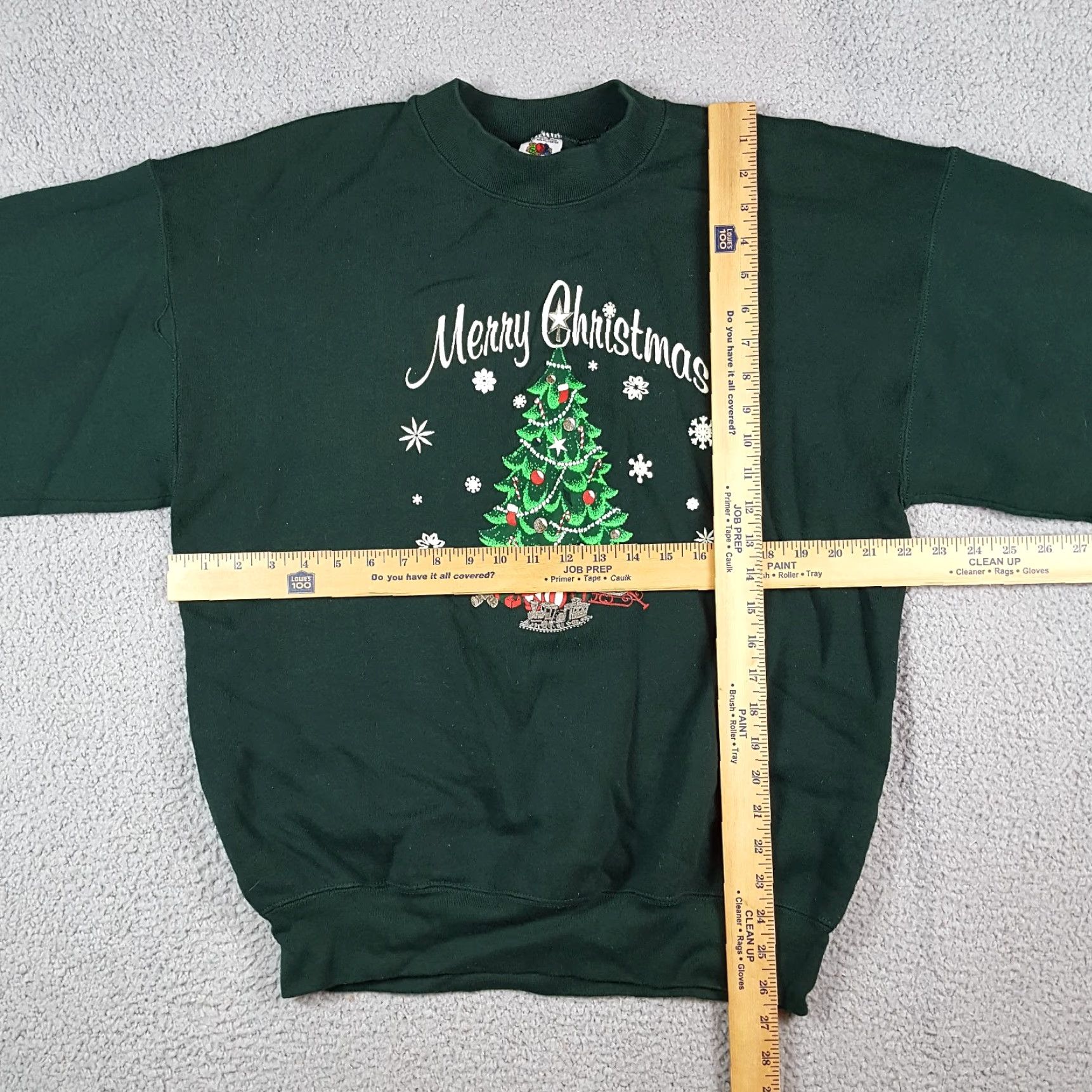 Fruit Of The Loom 90s Merry Christmas Tree Holiday Snowflake Size XL Pullover Crewneck Sweatshirt Size US XL / EU 56 / 4 - 7 Thumbnail