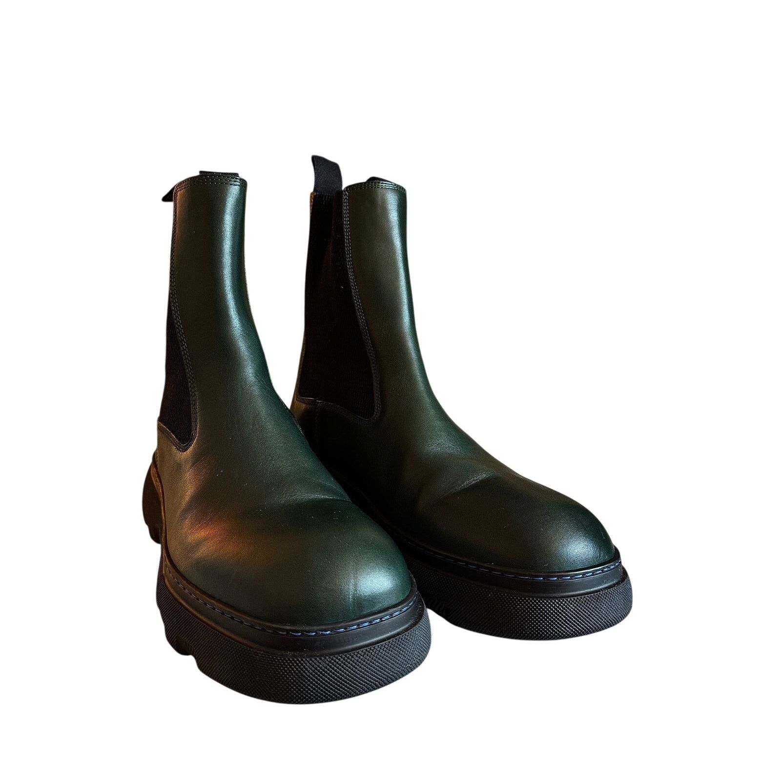 Burberry Burberry NWT Green/Black Women's Leather Chelsea Boots -46IT Size US 12 / IT 42 - 1 Thumbnail