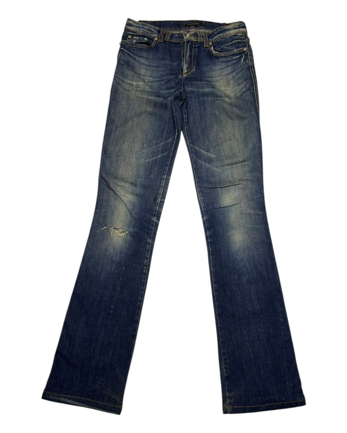 Just Cavalli × Roberto Cavalli ROBERTO CAVALLI LEOPARD DISTRESSED FLARE JEANS Size 29" - 1 Thumbnail
