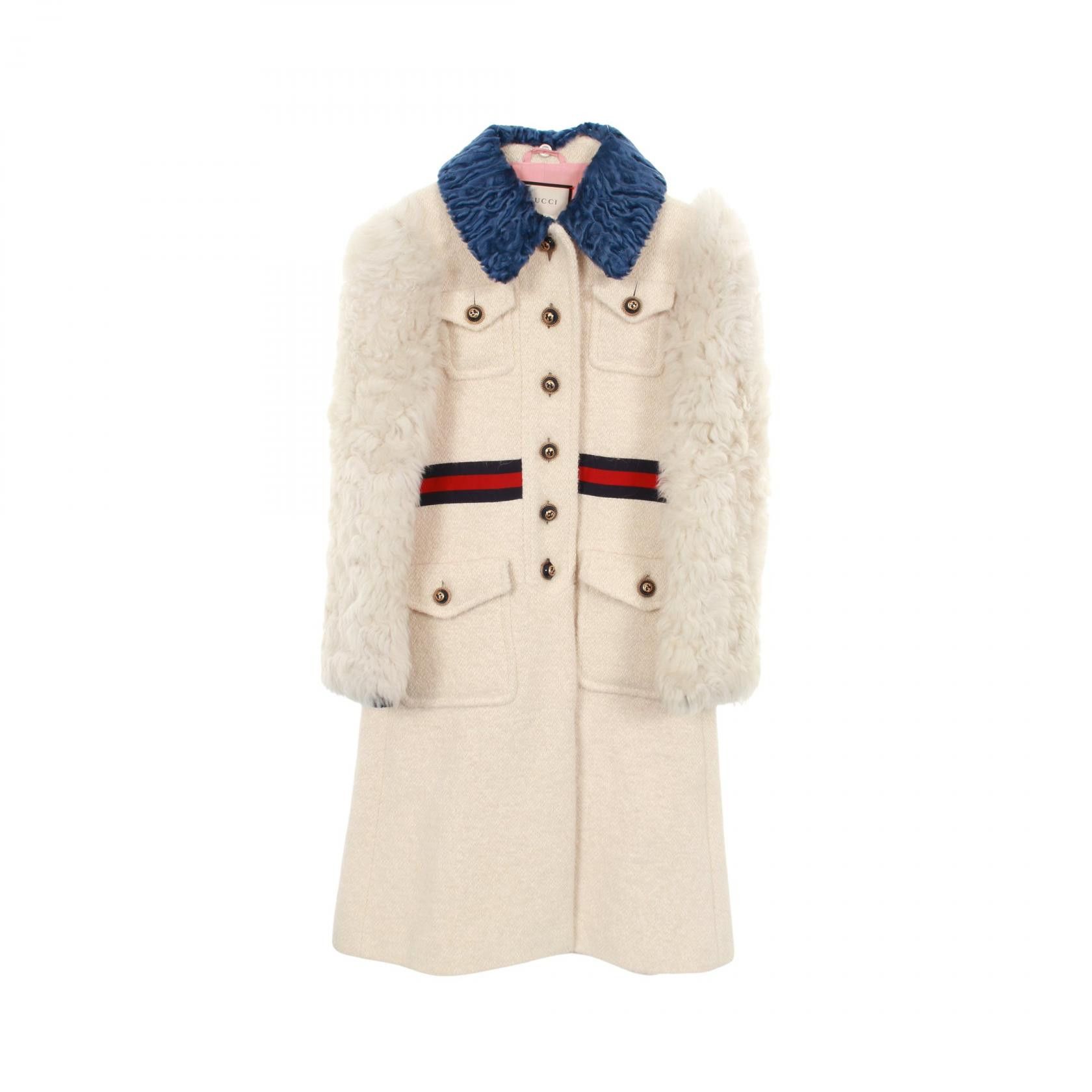 Gucci Gucci Gucci GG Button Cotton Mohair Alpaca Coat Textile Outerwear 438459 DUTY FREE for USA Size ONE SIZE - 1 Thumbnail